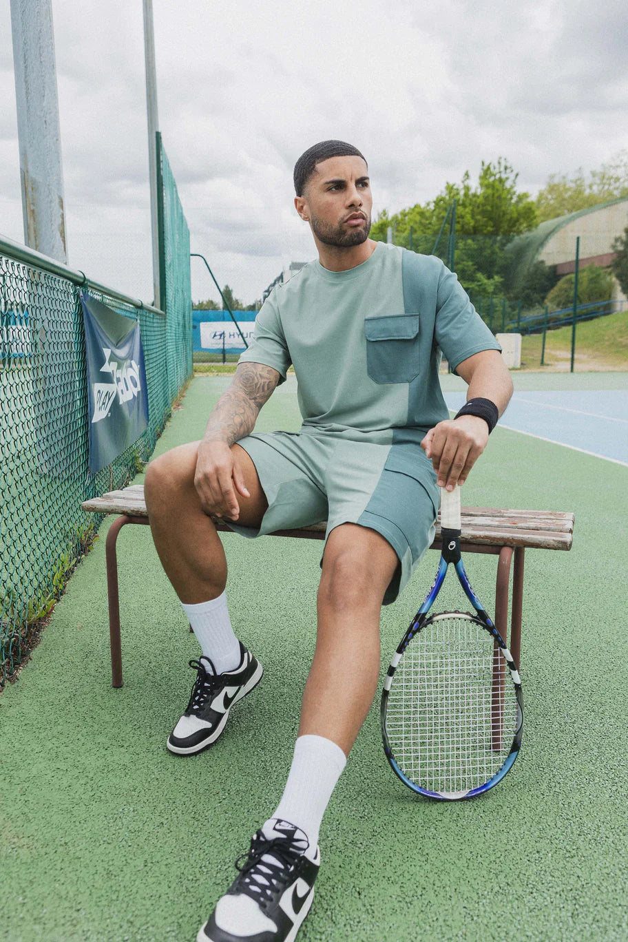 Set van tweekleurige T-shirt shorts