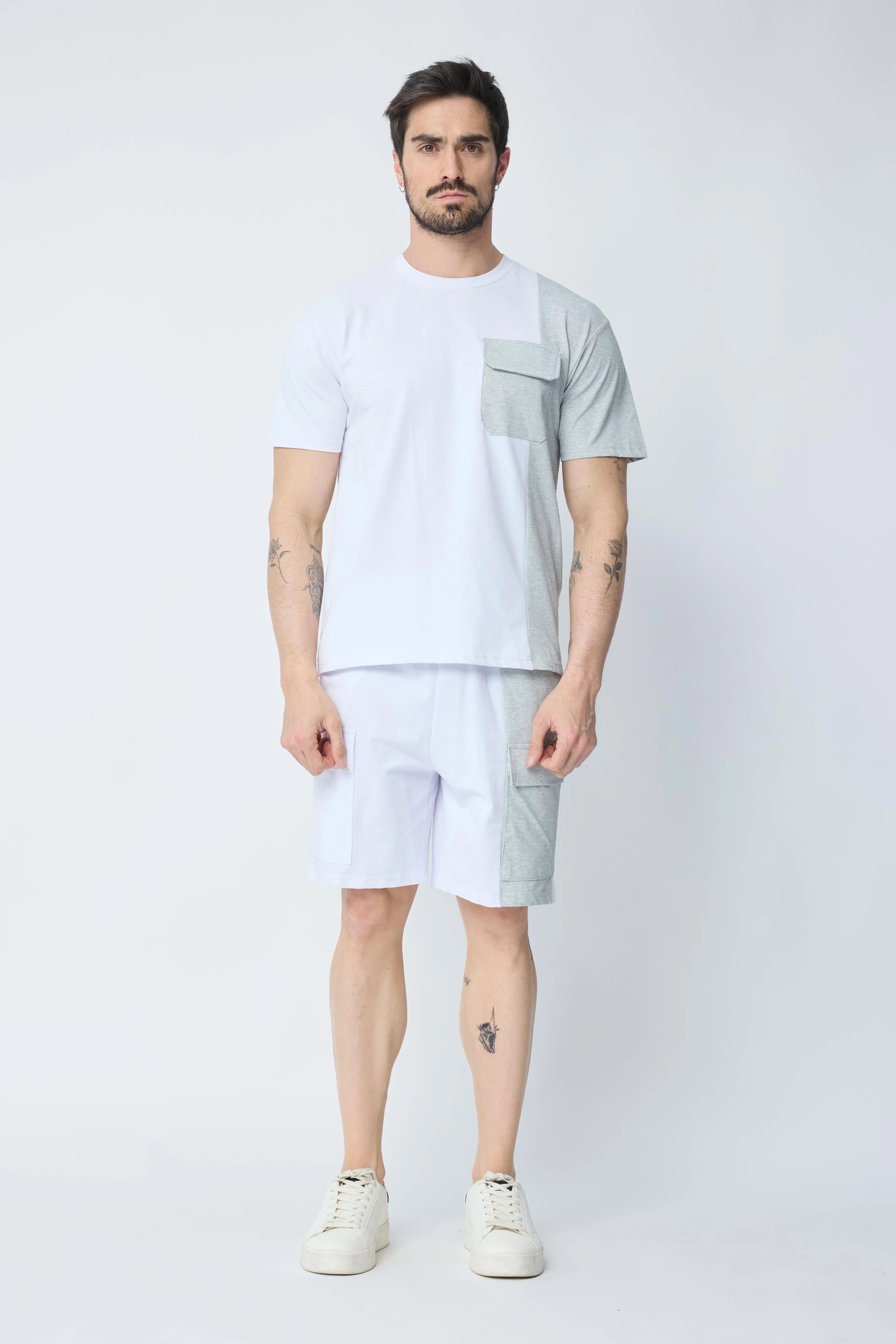 Set van tweekleurige T-shirt shorts