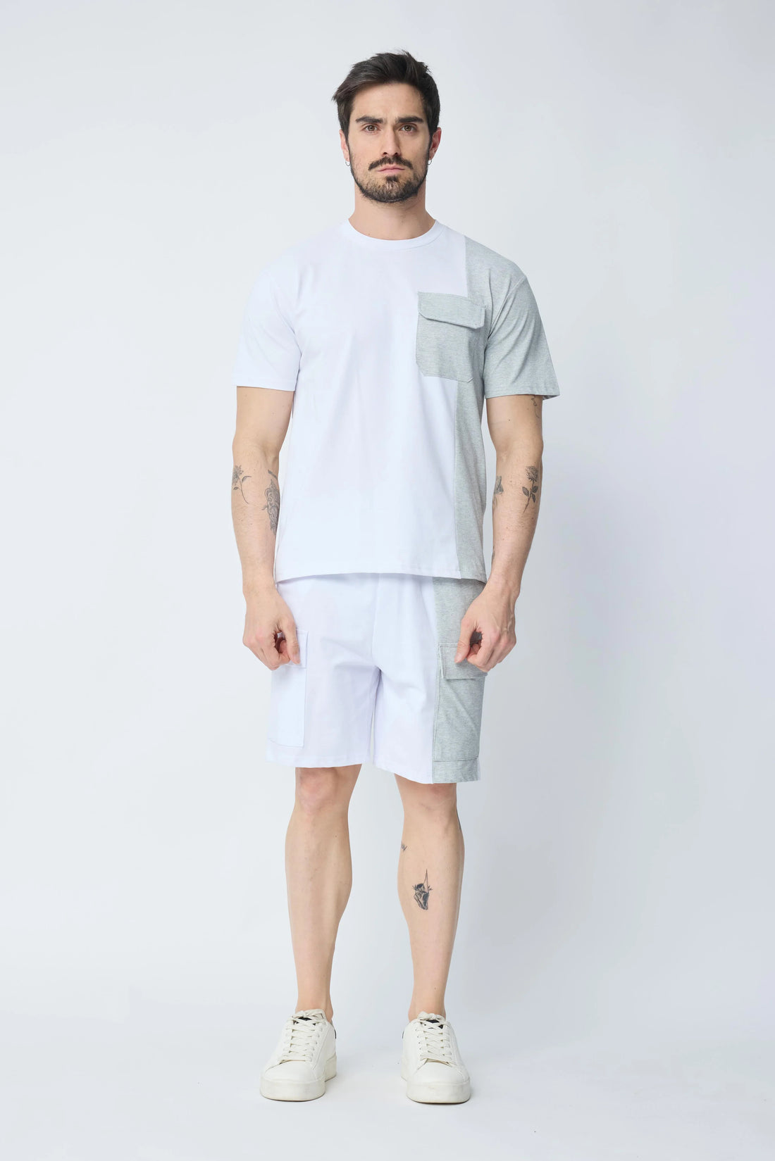 Set van tweekleurige T-shirt shorts