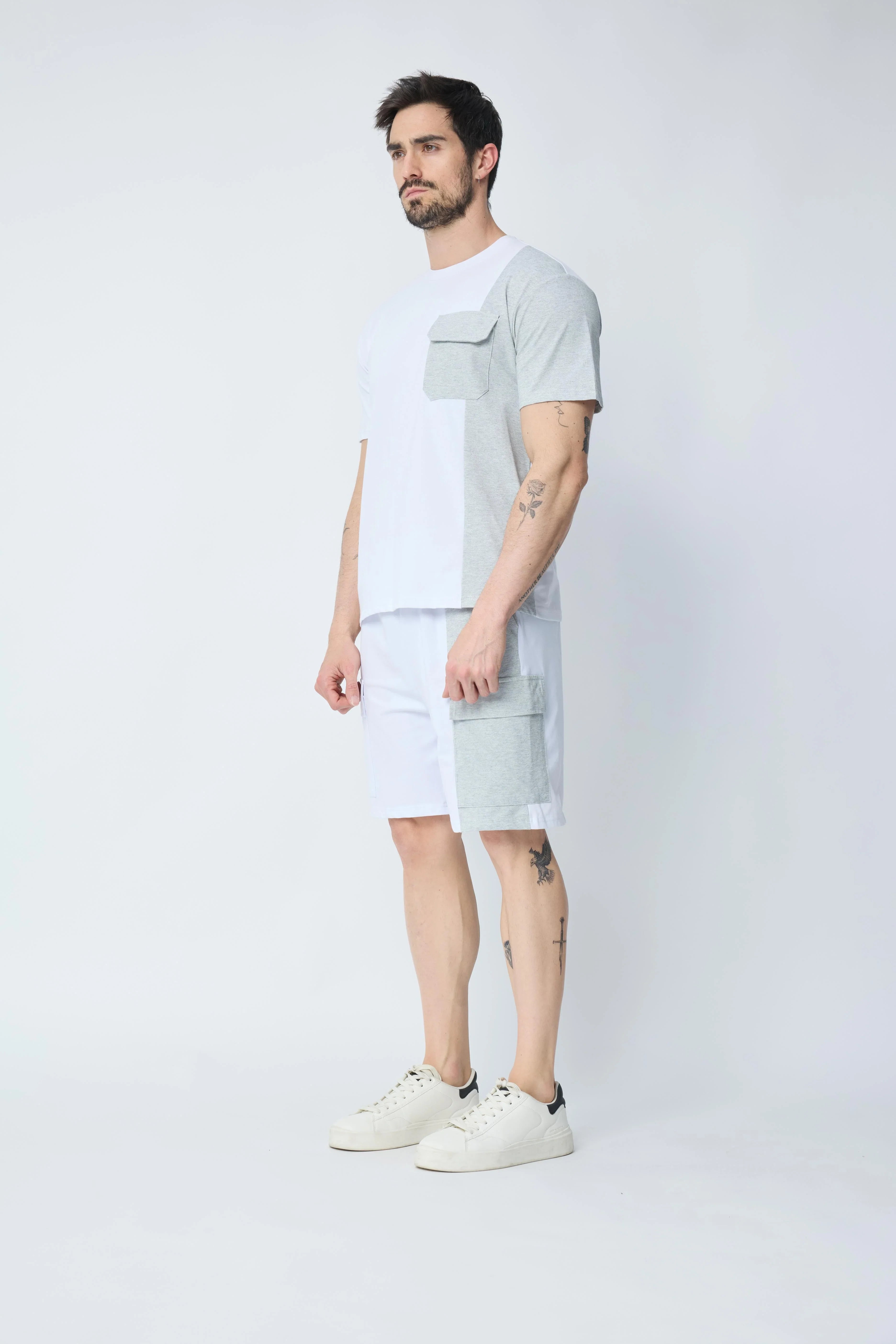 Set van tweekleurige T-shirt shorts