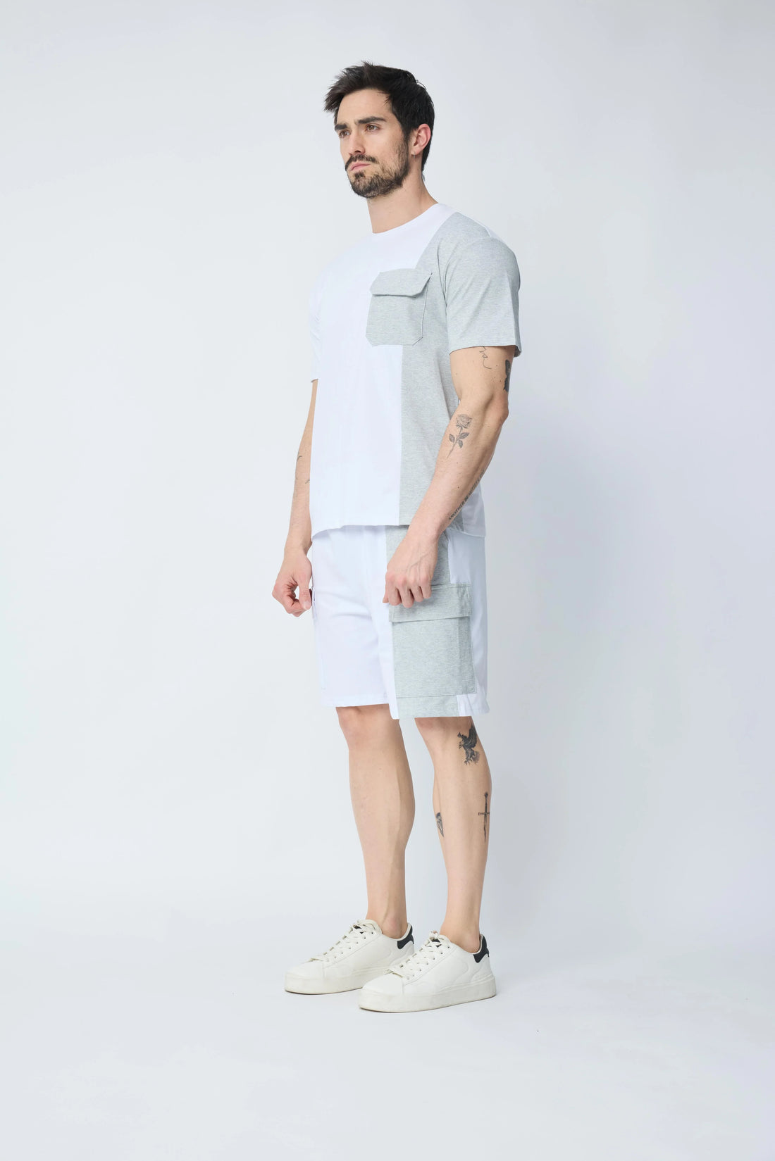 Set van tweekleurige T-shirt shorts