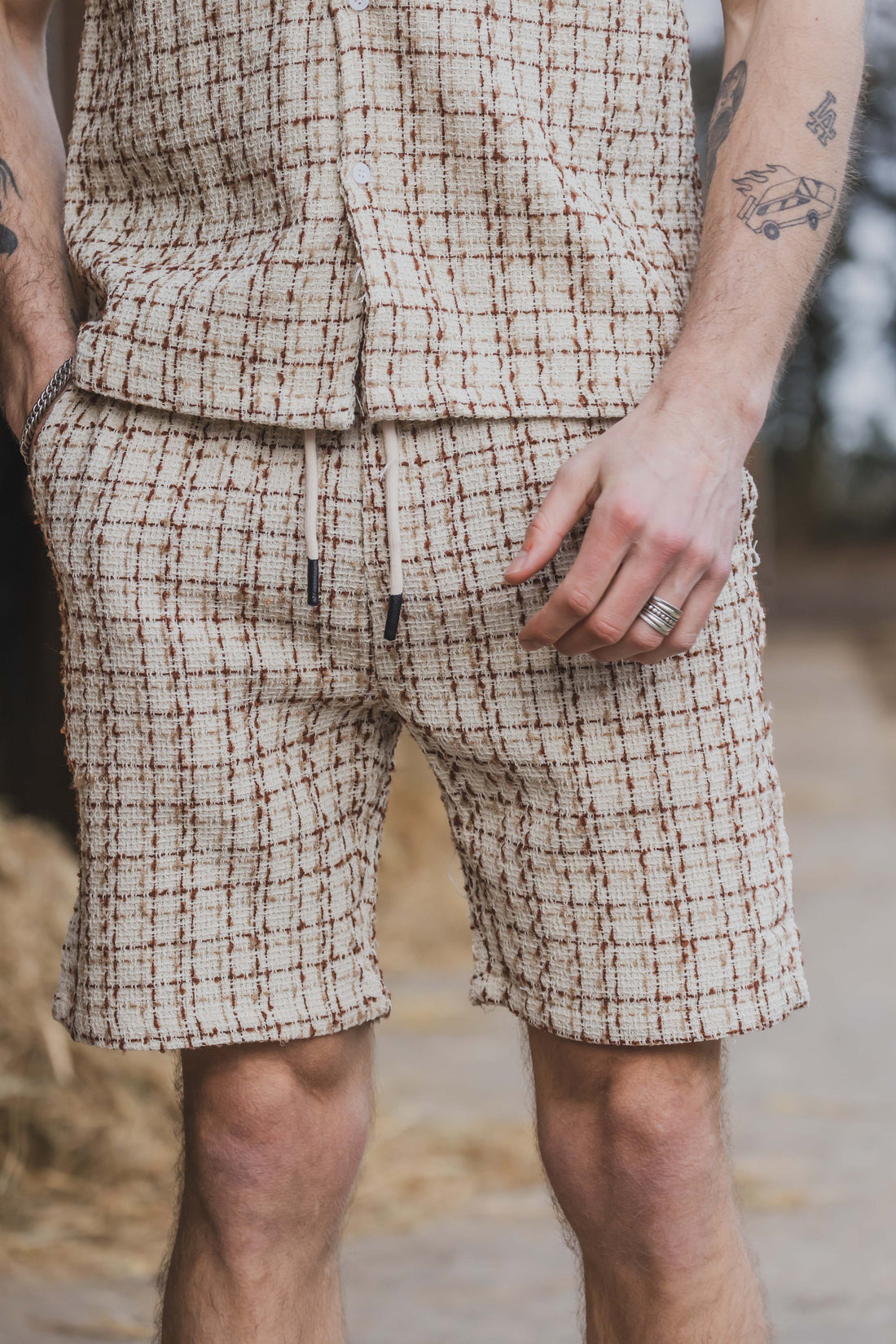 Korte broek met linneneffect