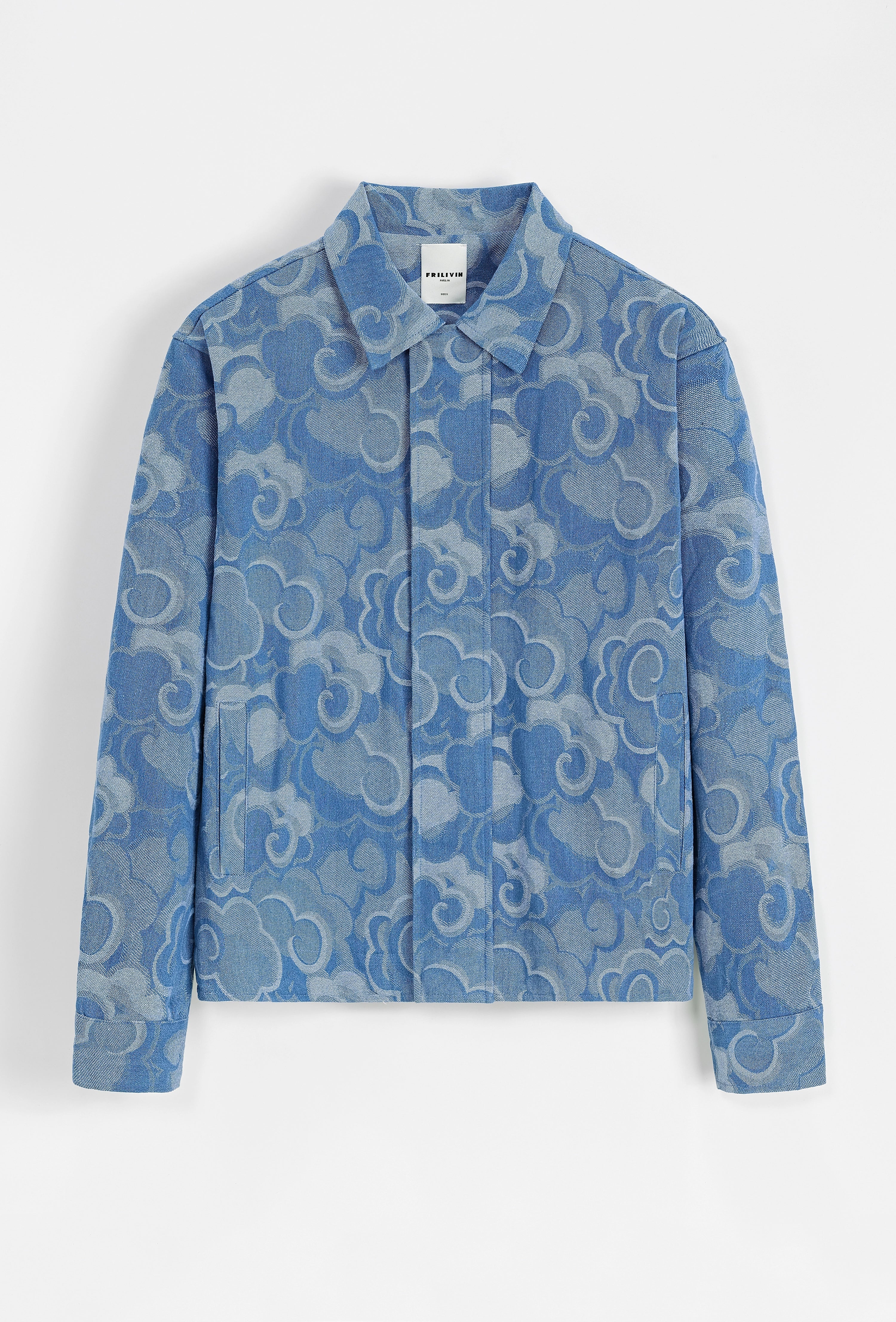 Set van denim jasje en broek met bloemenmotief