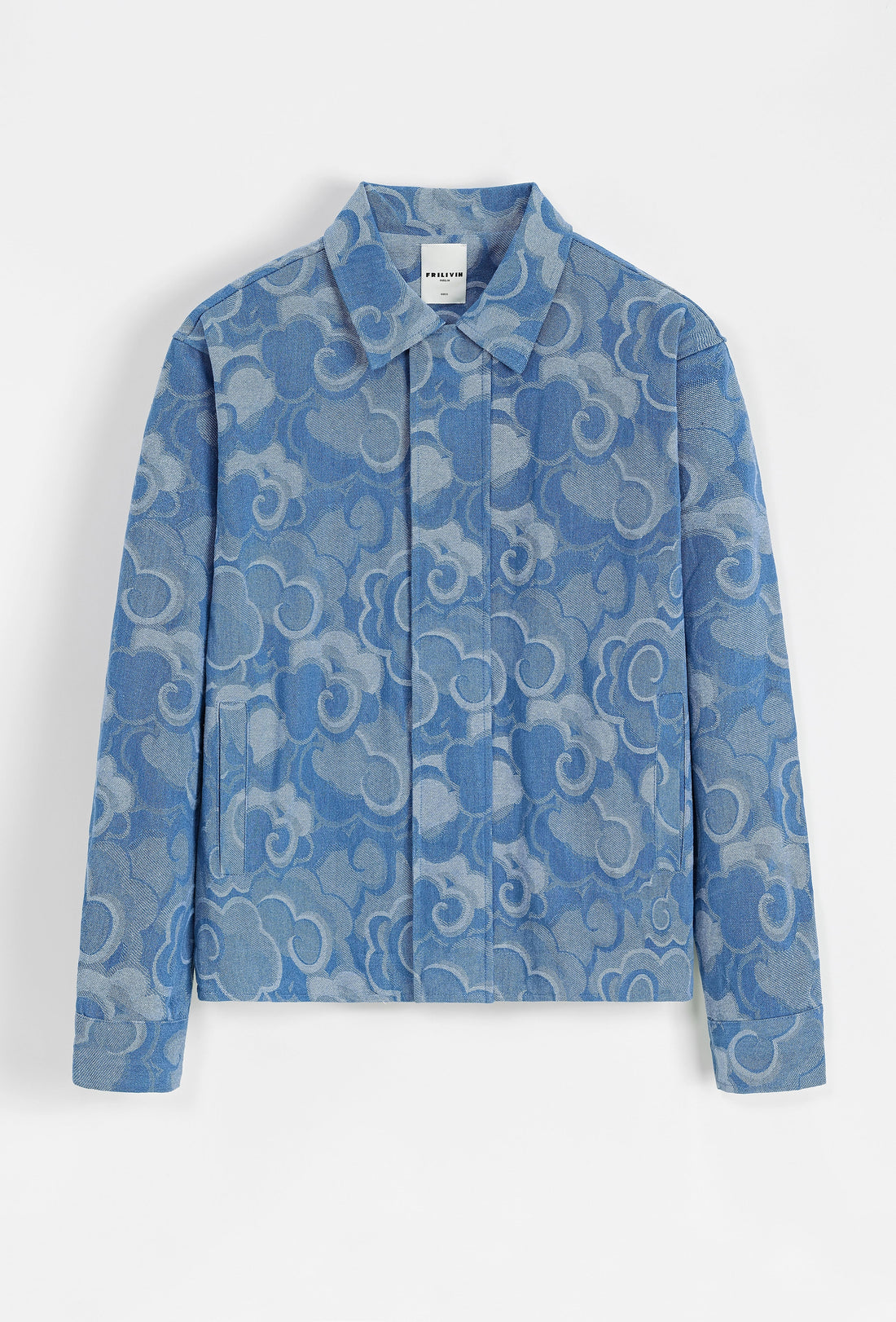 Set van denim jasje en broek met bloemenmotief