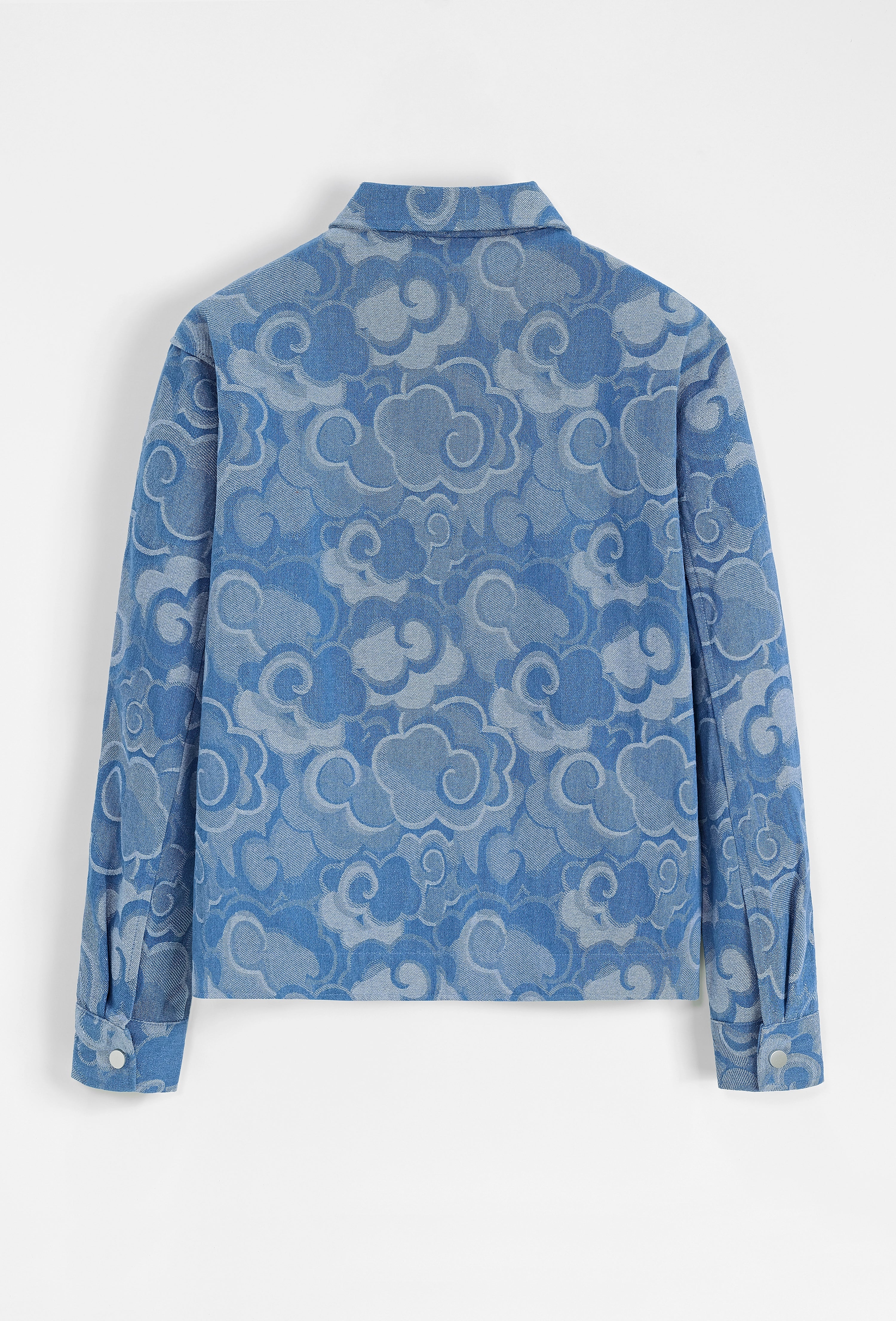 Set van denim jasje en broek met bloemenmotief