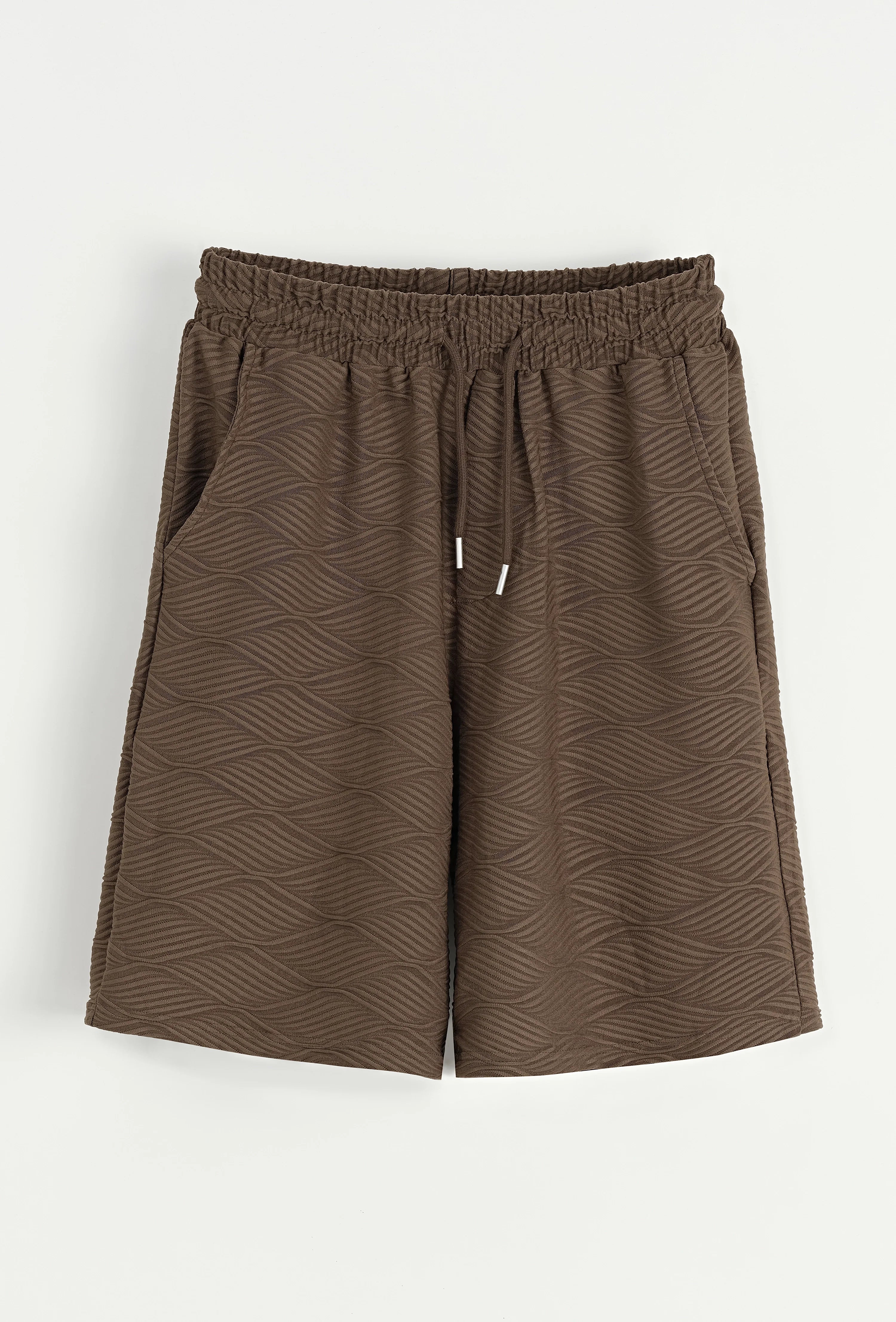 Set van effen shirt en korte broek met patroon