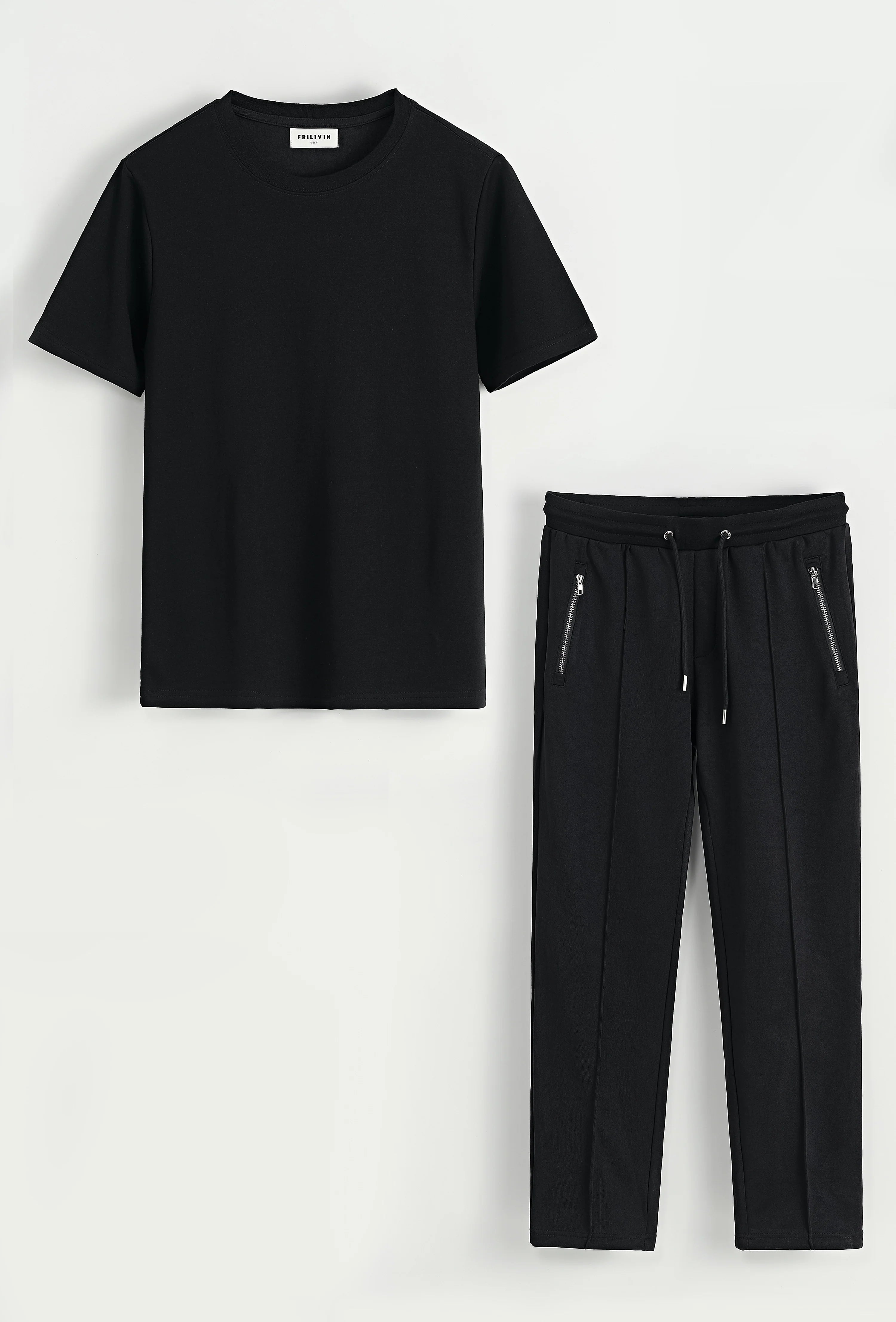 Set van effen t-shirt en effen broek