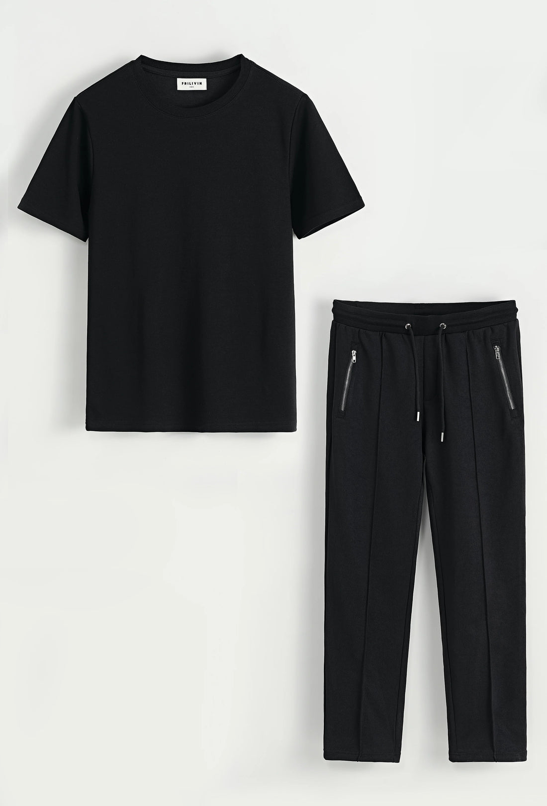 Set van effen t-shirt en effen broek