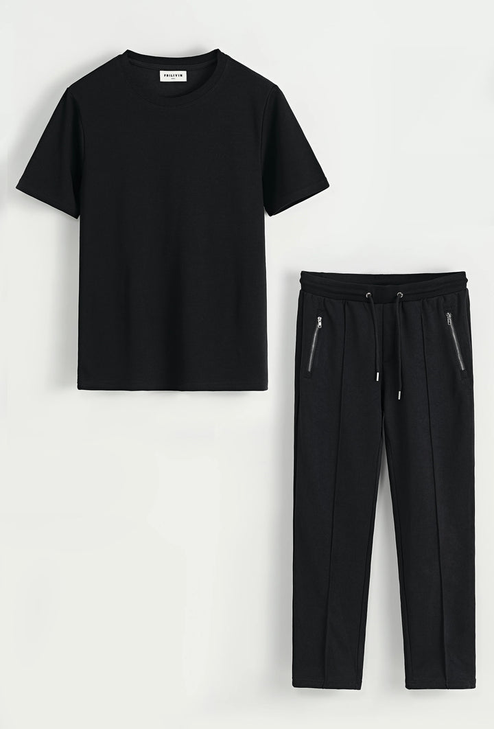 Set van effen t-shirt en effen broek