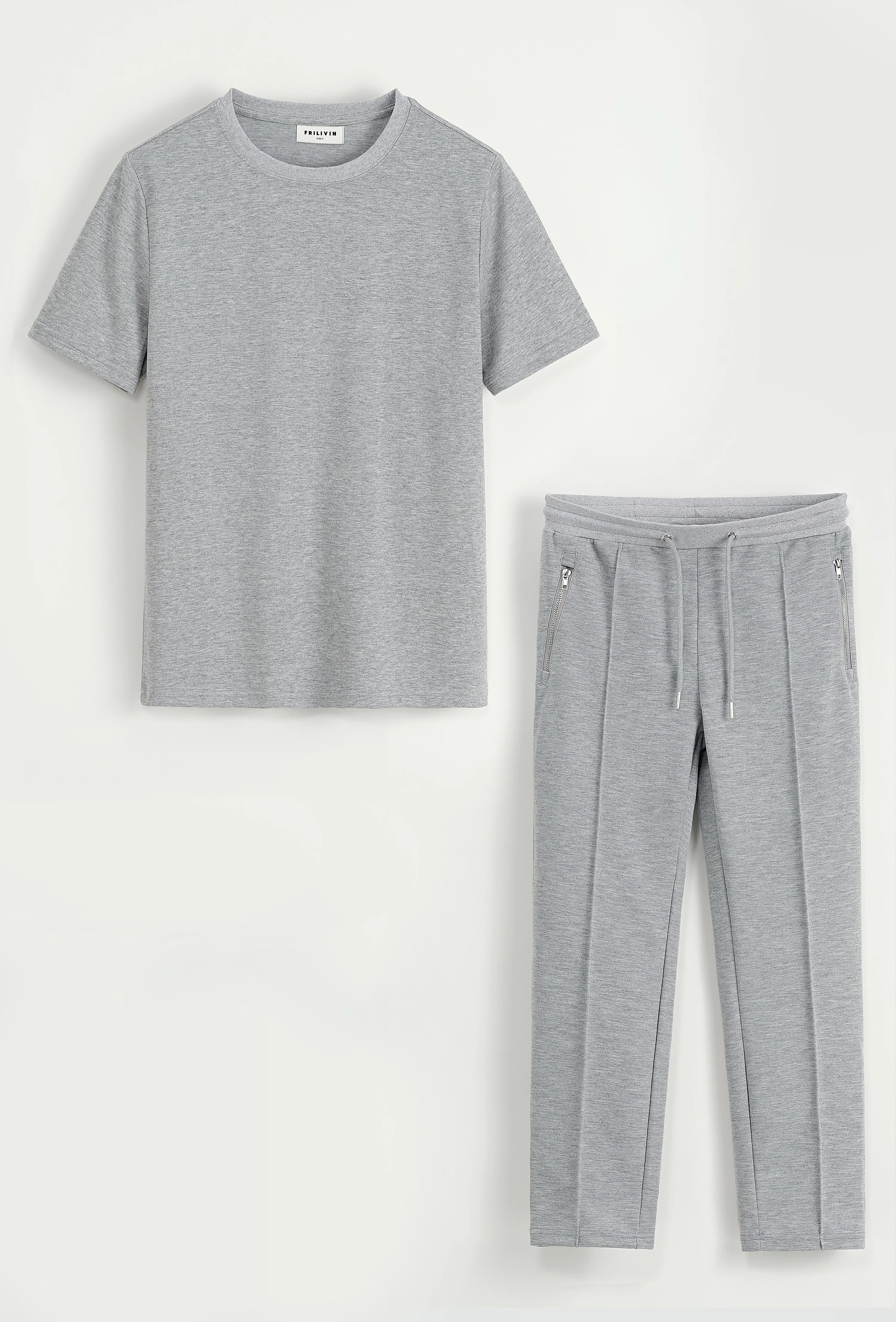 Set van effen t-shirt en effen broek