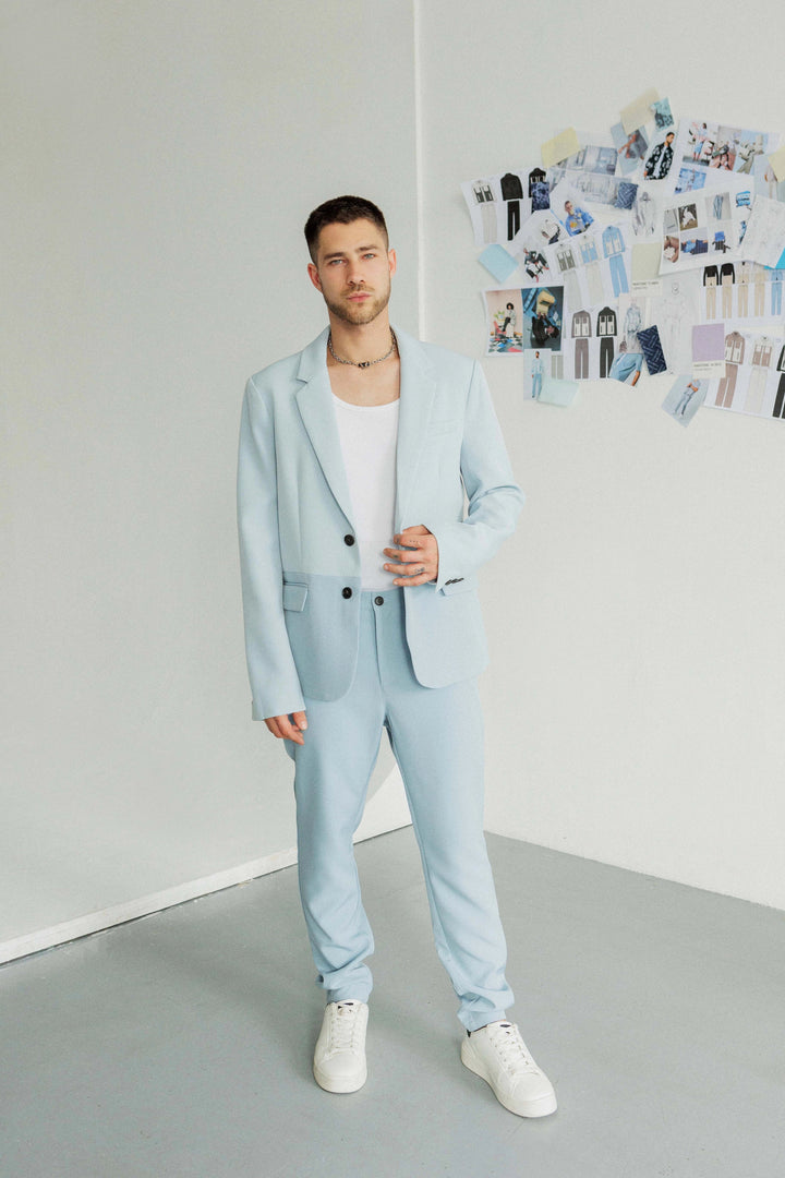 Klassieke tweekleurige set van jasje en broekpak