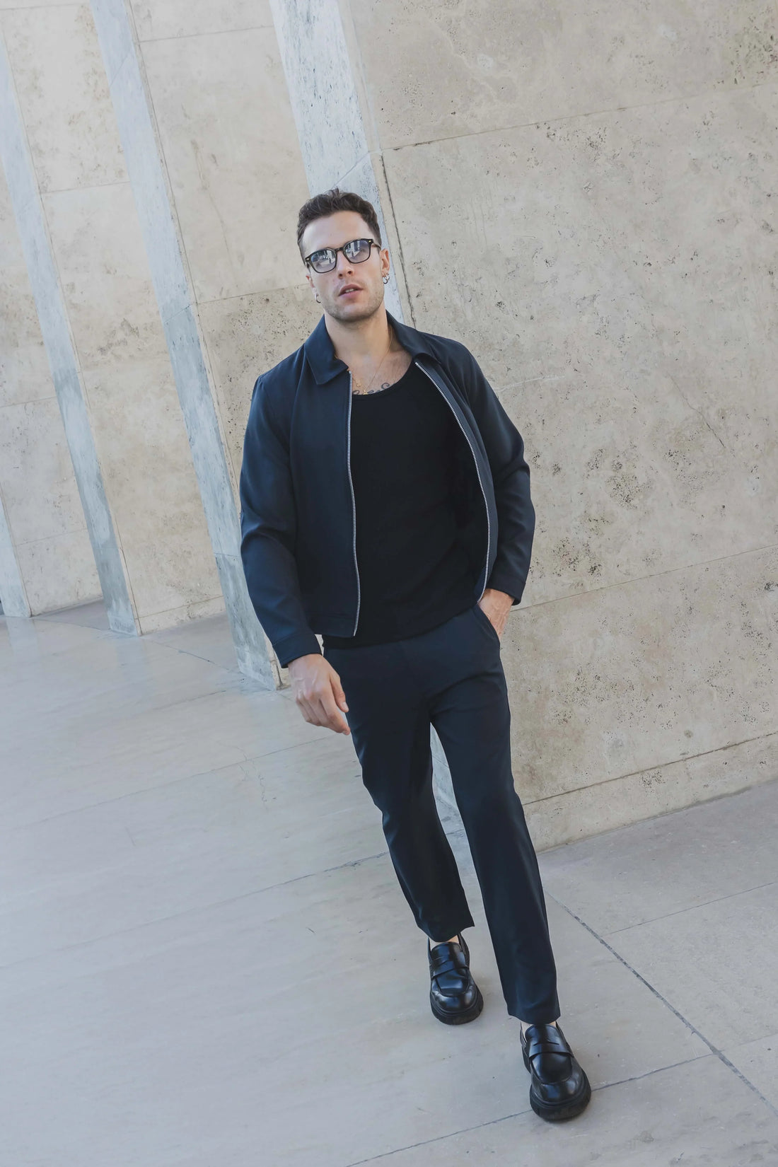 Set van effen jas en broek