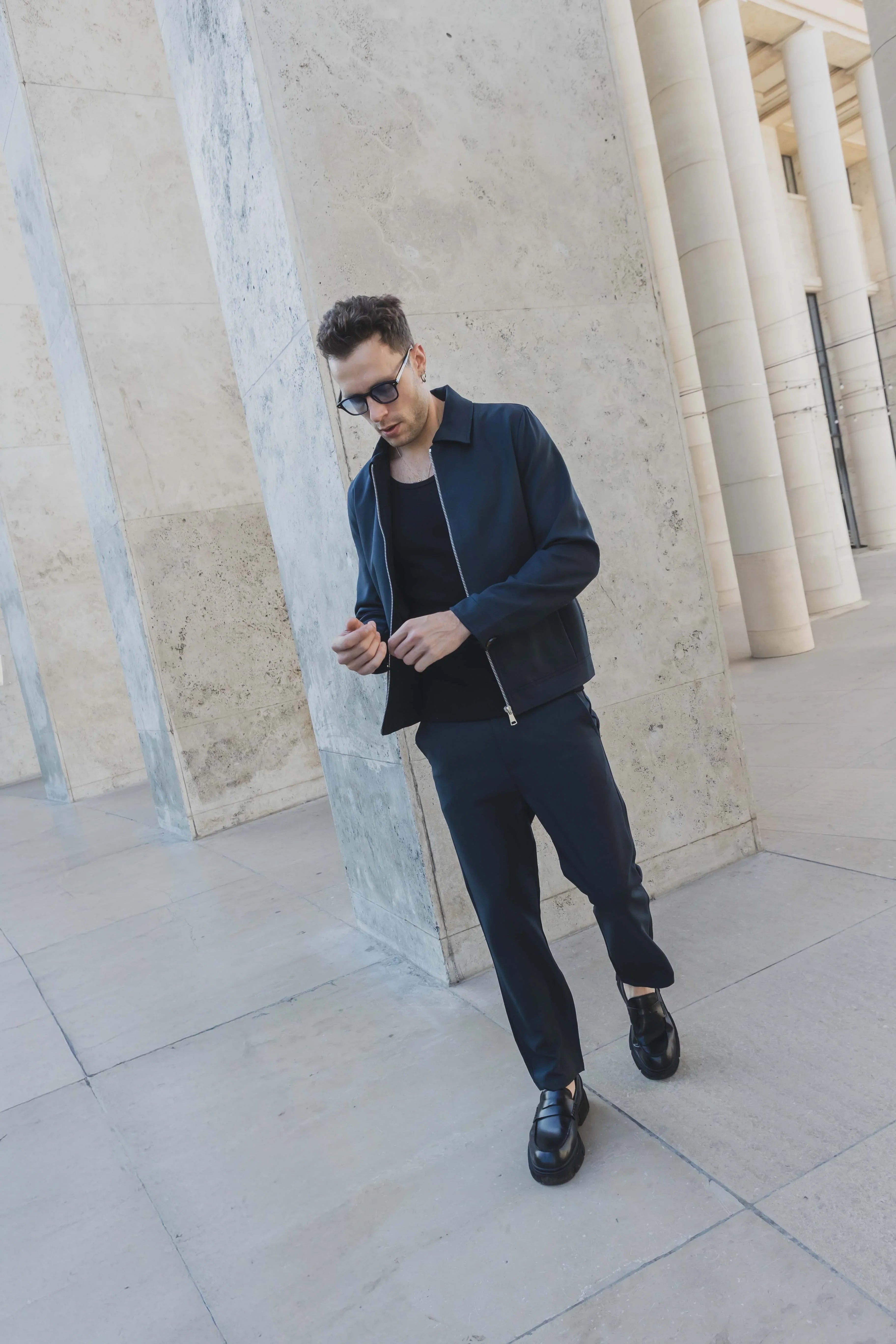 Set van effen jas en broek