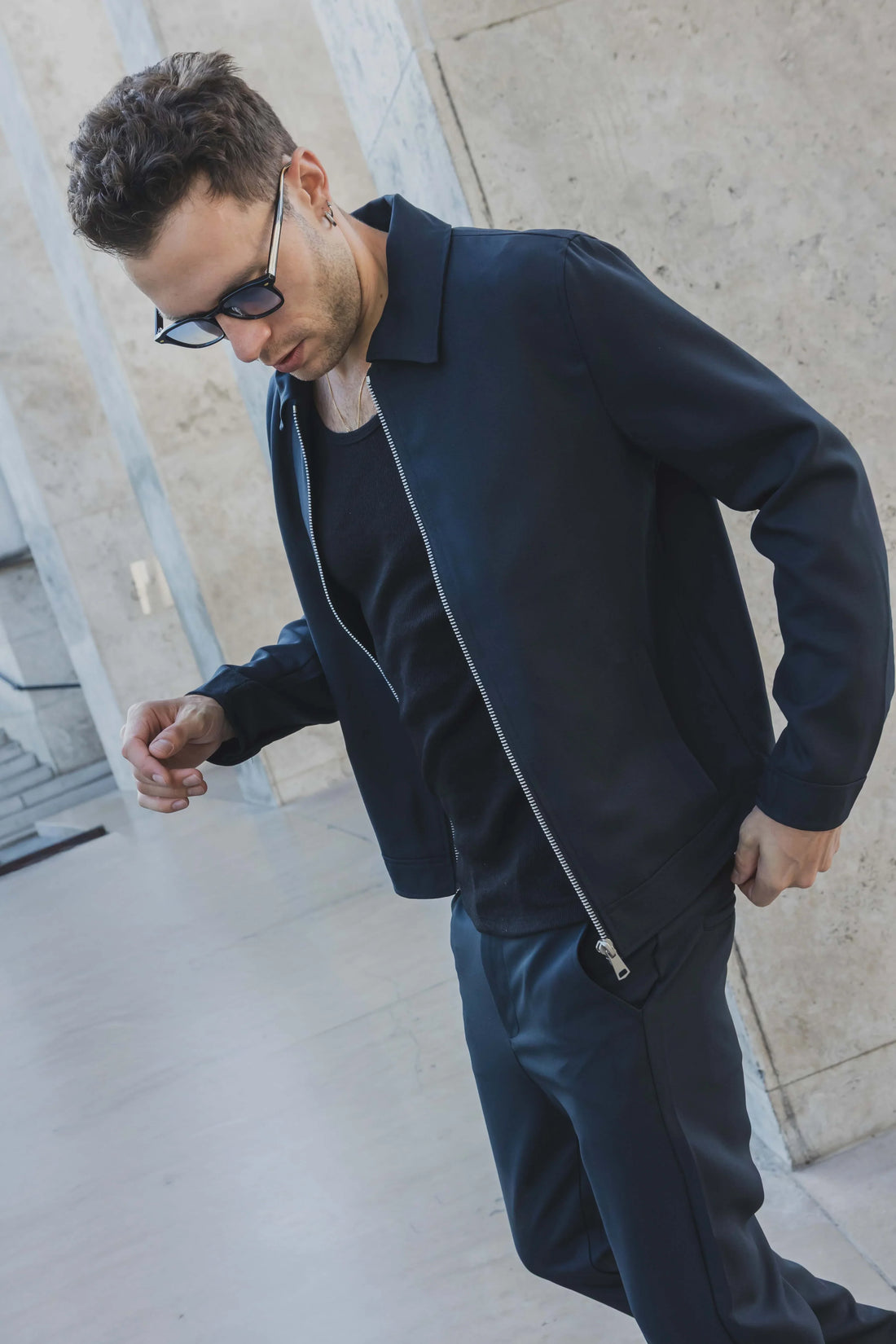 Set van effen jas en broek