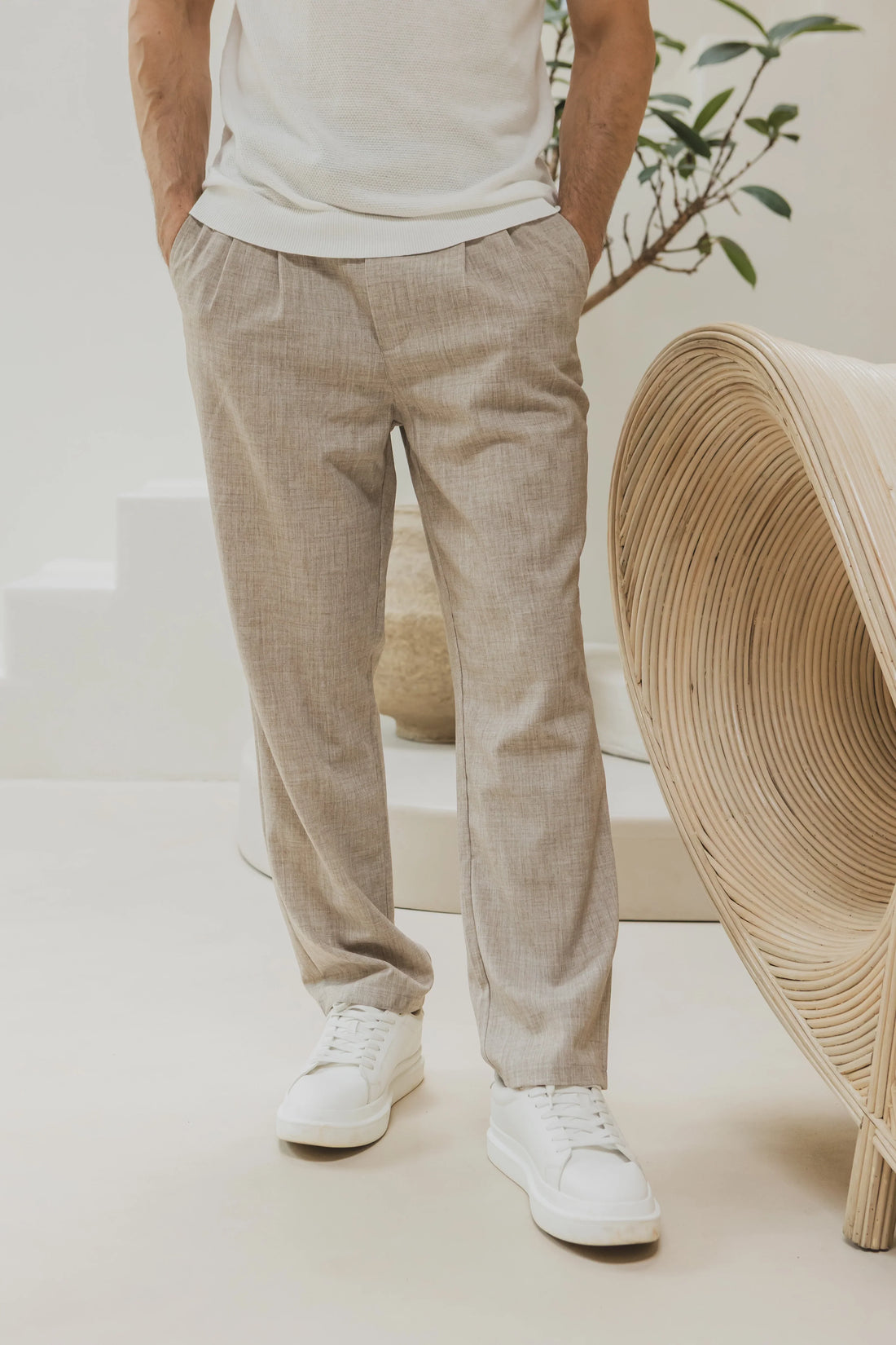 Effen broek met rechte snit