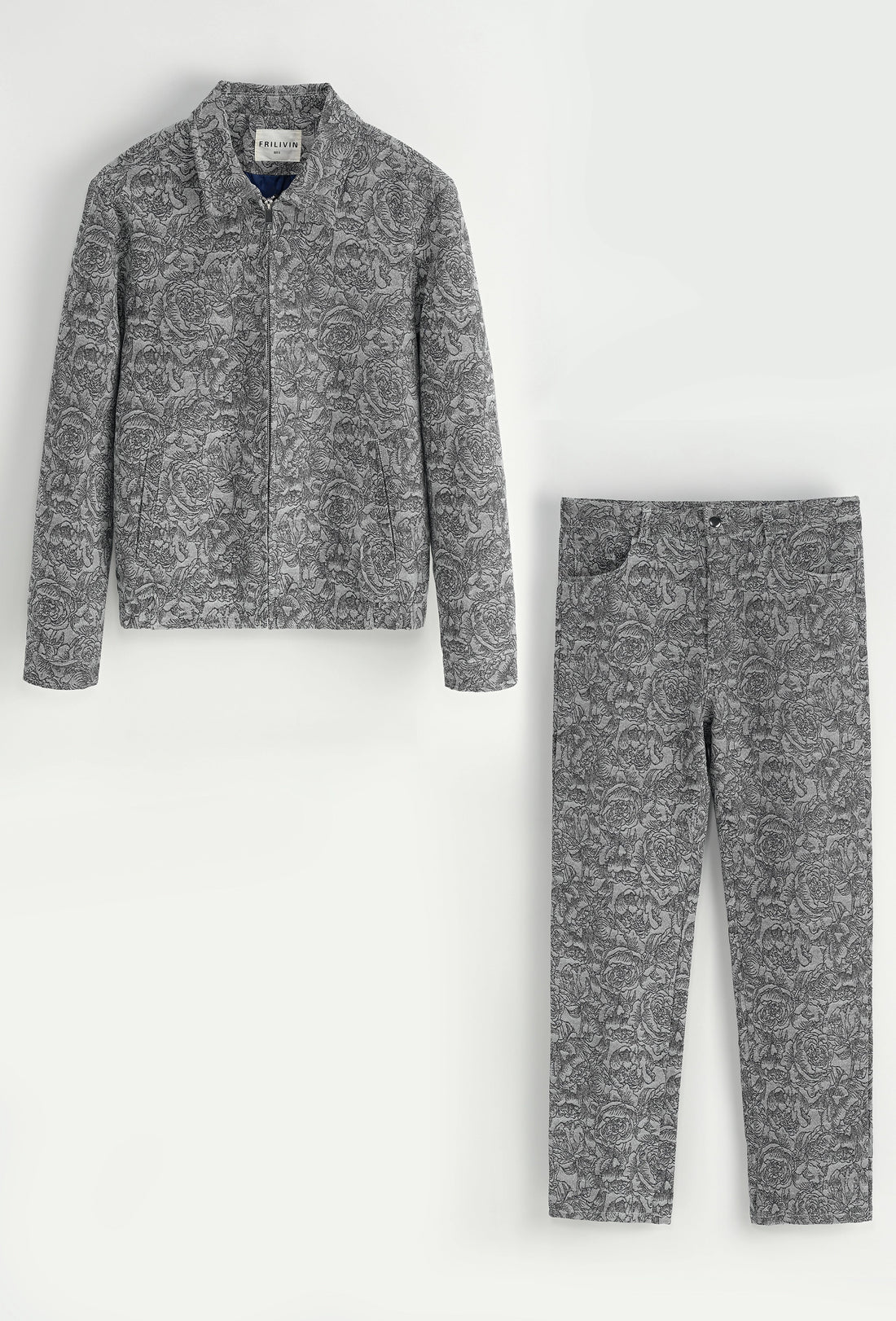 Set van een jas en broek zonder capuchon met bloemenmotief