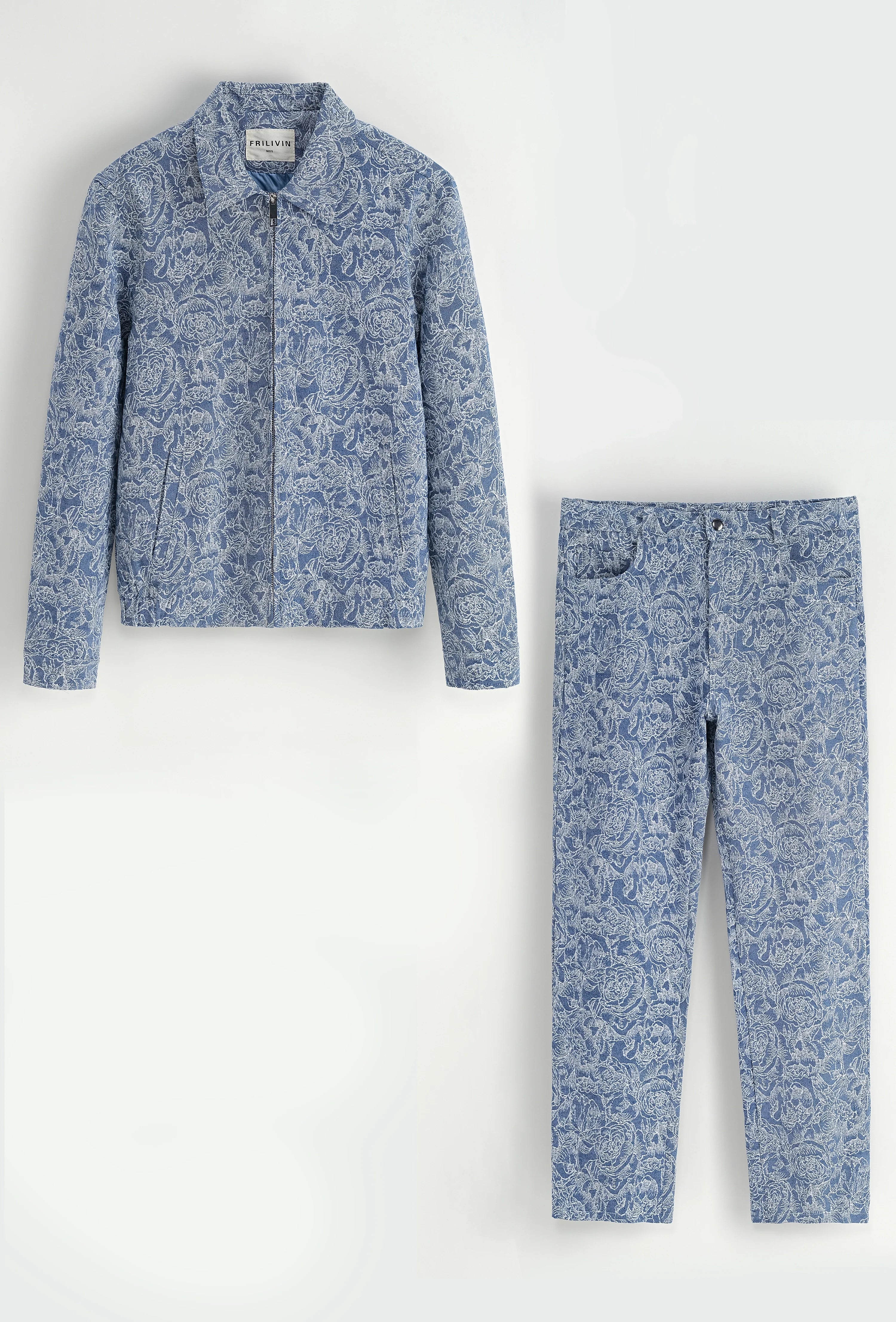 Set van een jas en broek zonder capuchon met bloemenmotief