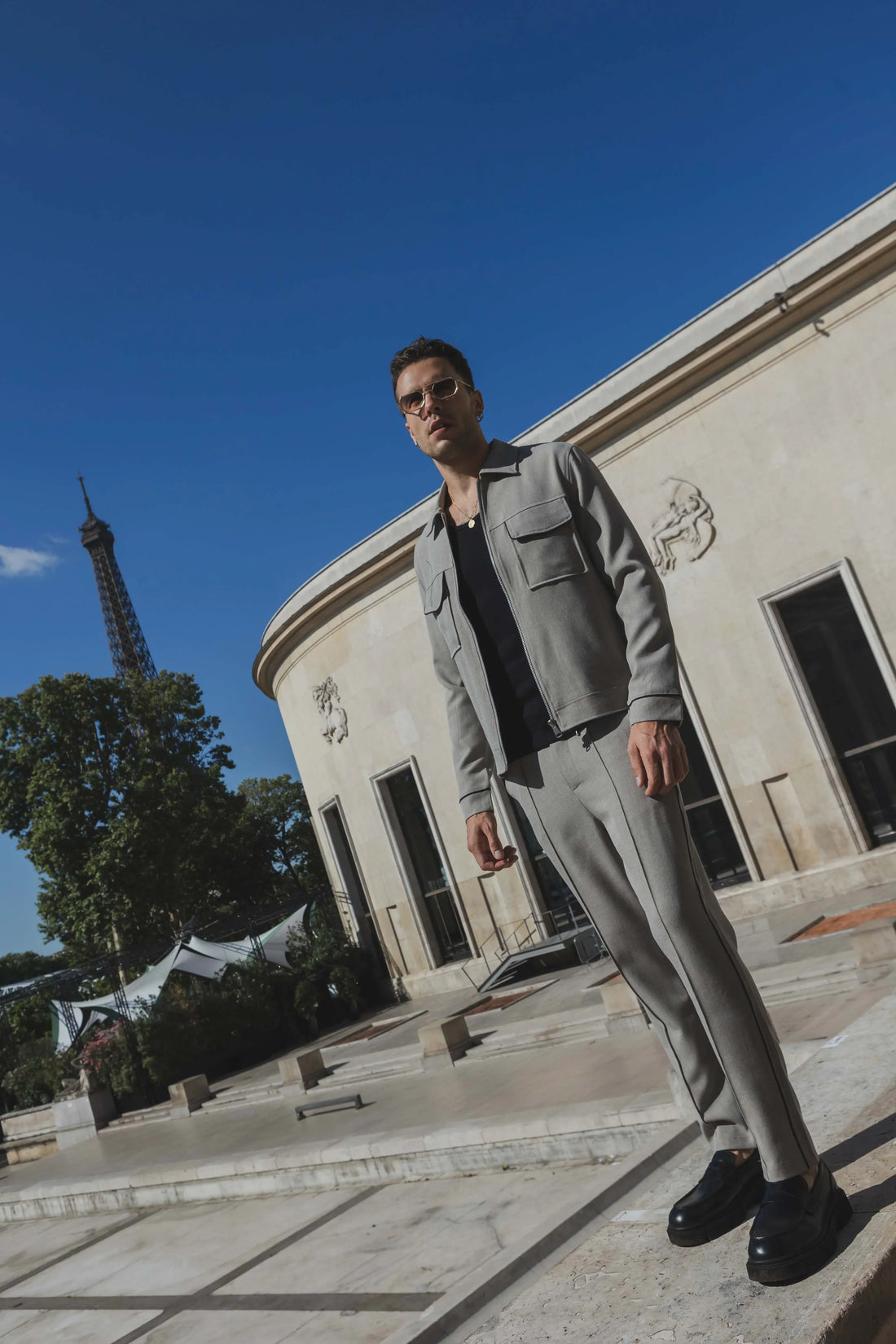 Set van effen jas en broek