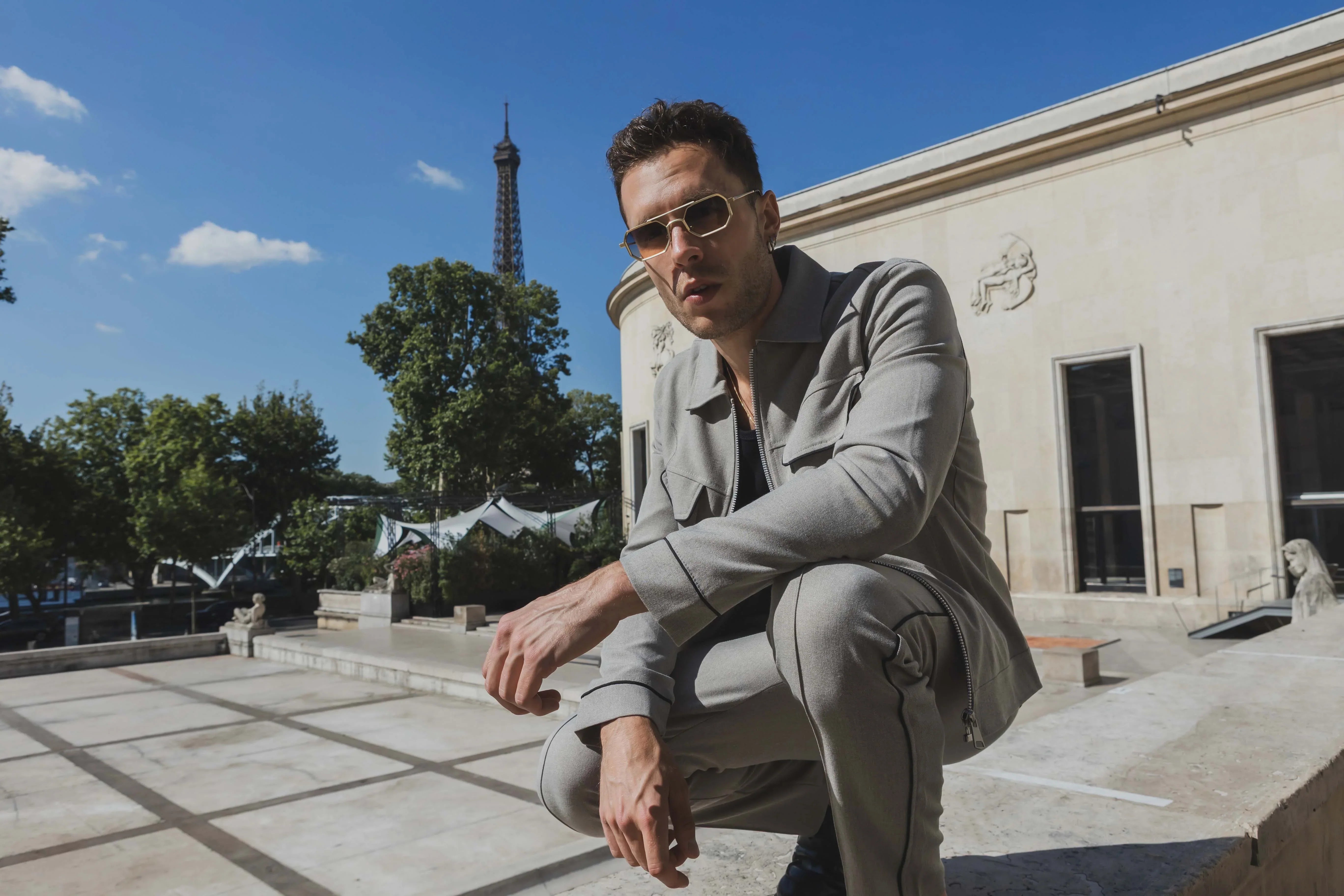 Set van effen jas en broek