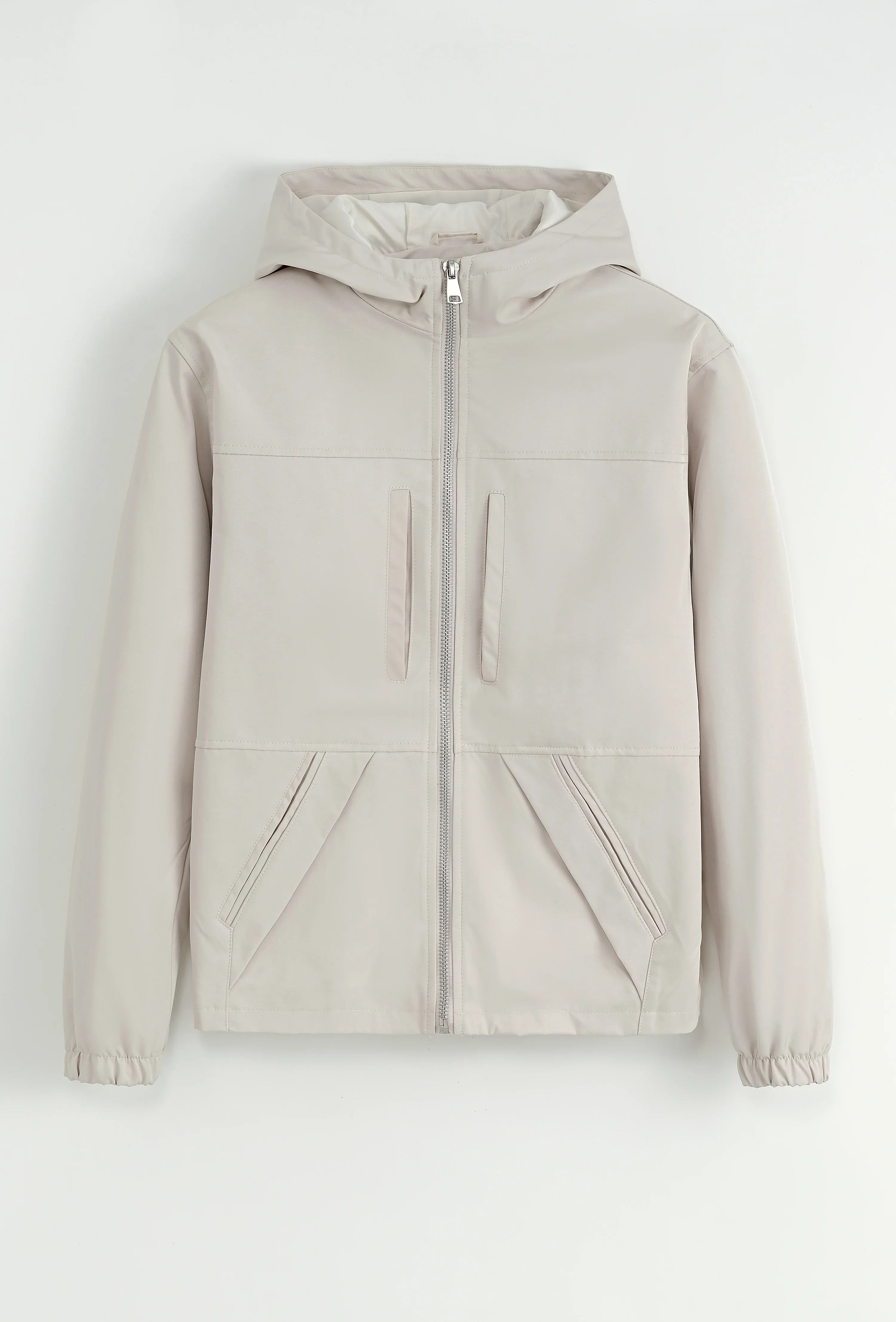 Effen jasset met capuchon en zakken