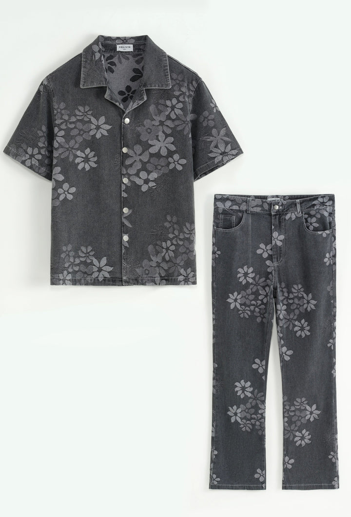 Set van jasje en broek met bloemenmotief