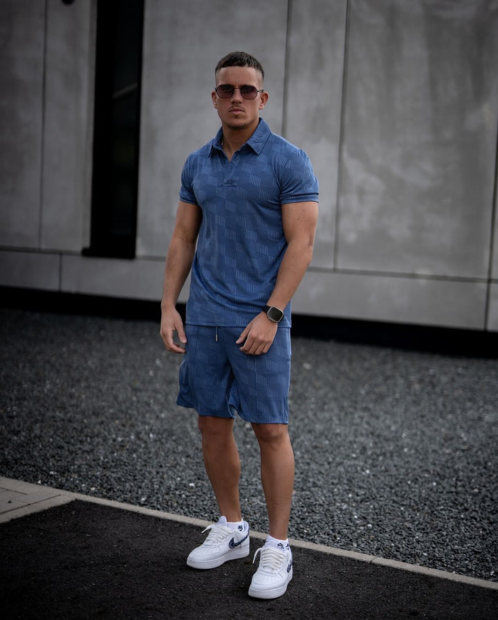 Polo-shortset met geometrisch patroon