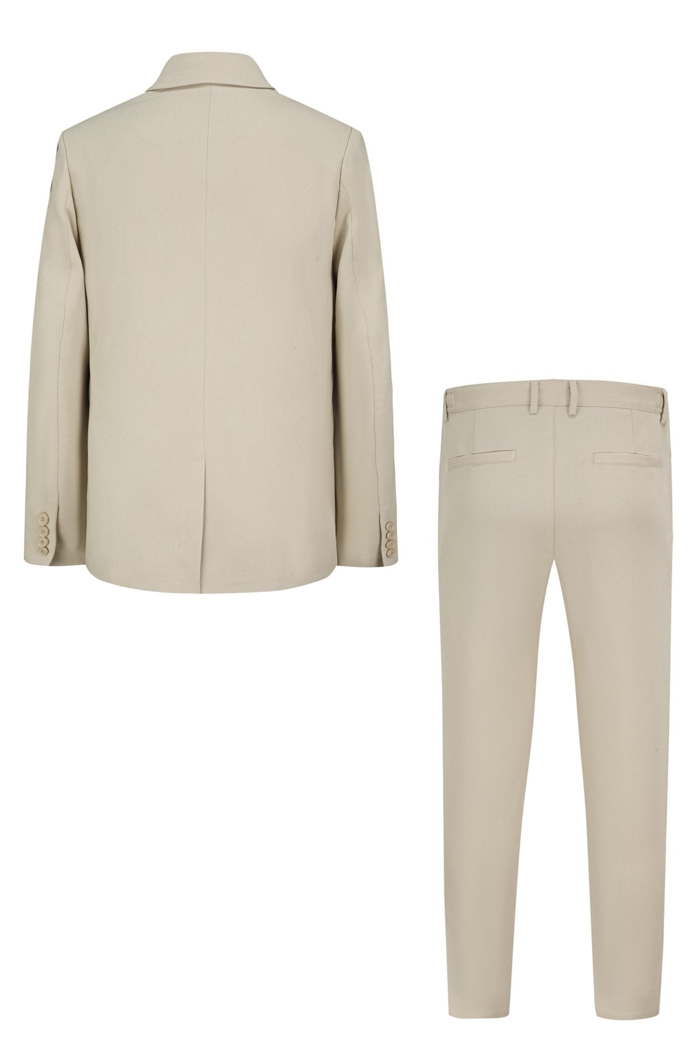 Set met dubbelrijs pak en gestrikte riem