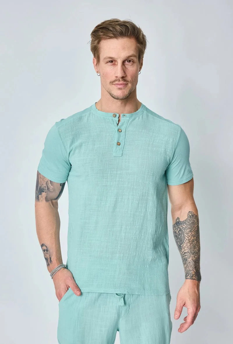 Effen polobroekset met linneneffect