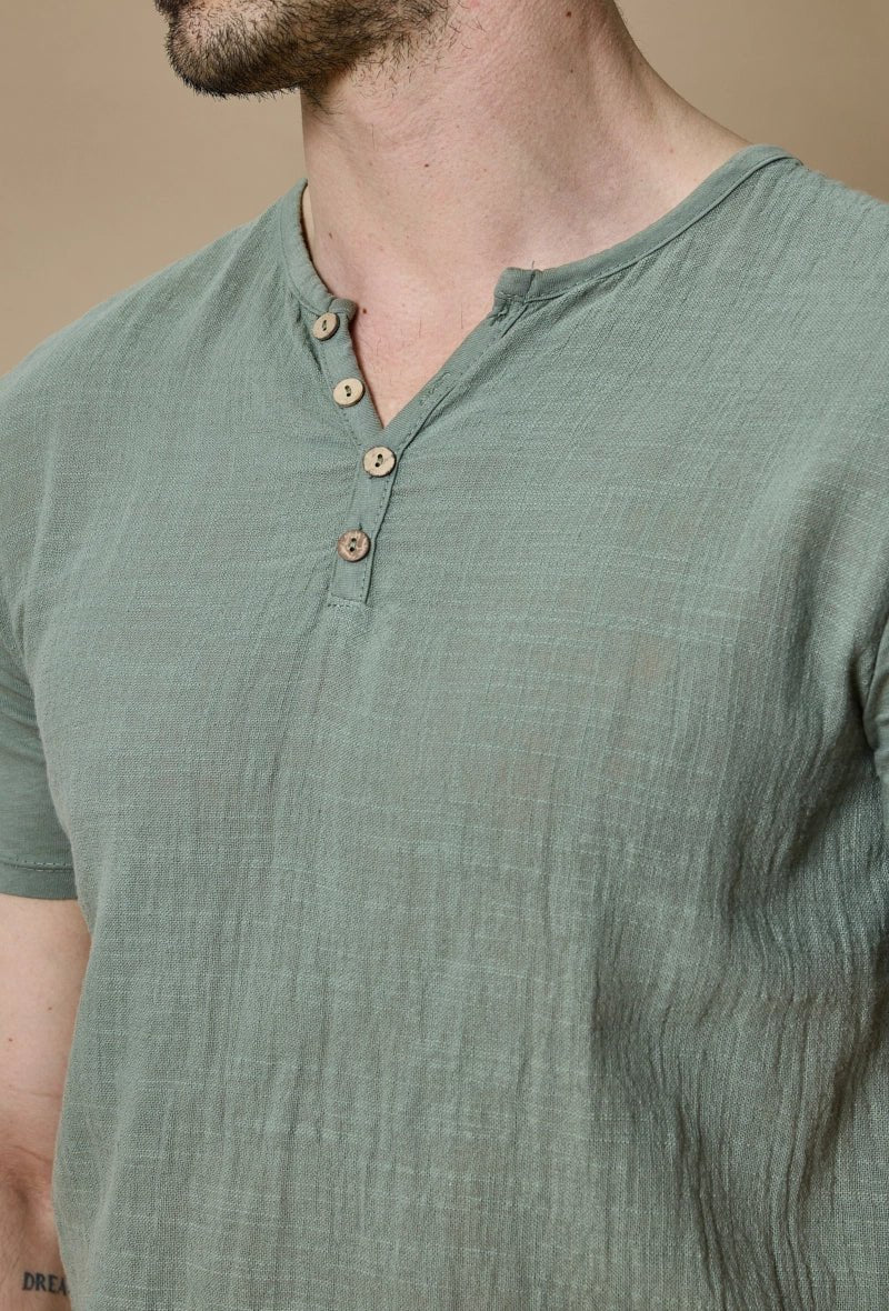 Effen poloshortset met linneneffect