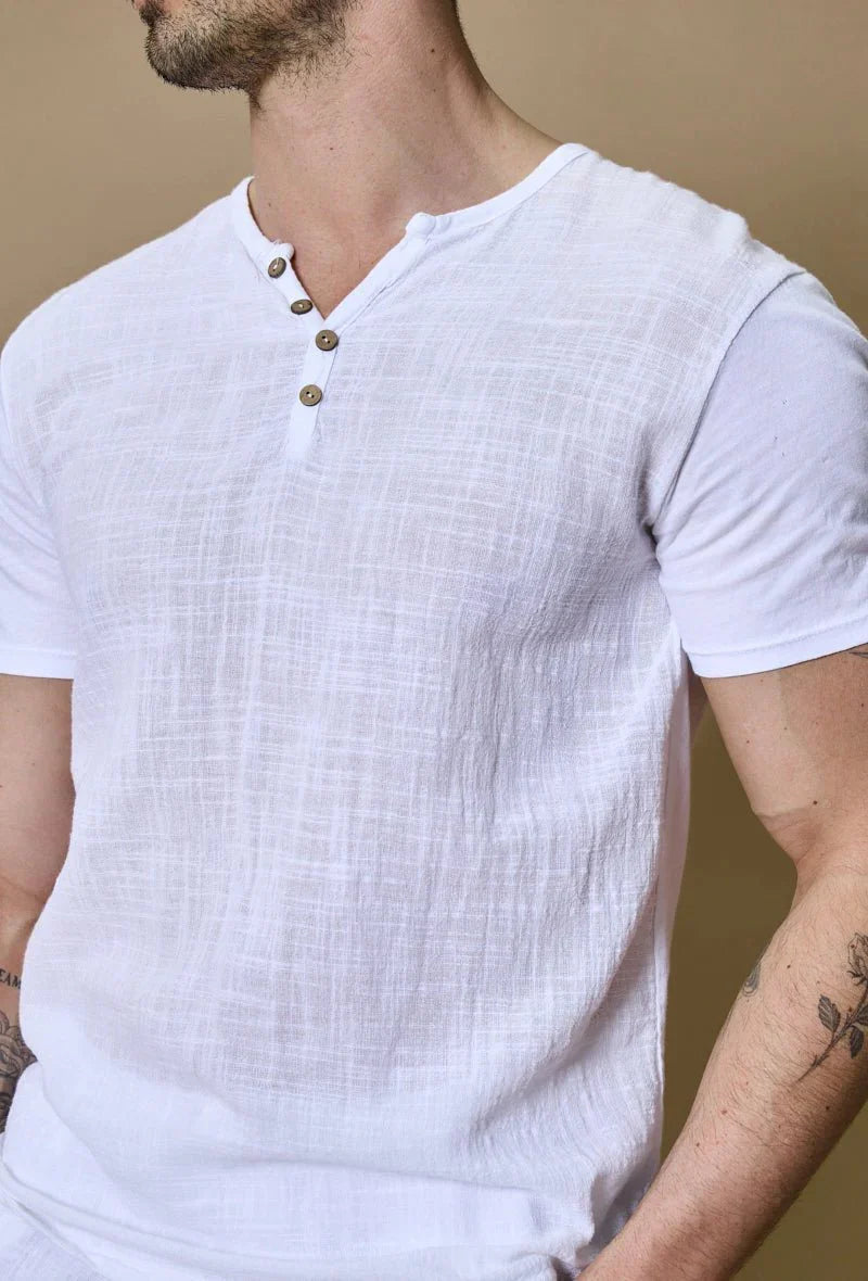 Effen poloshortset met linneneffect