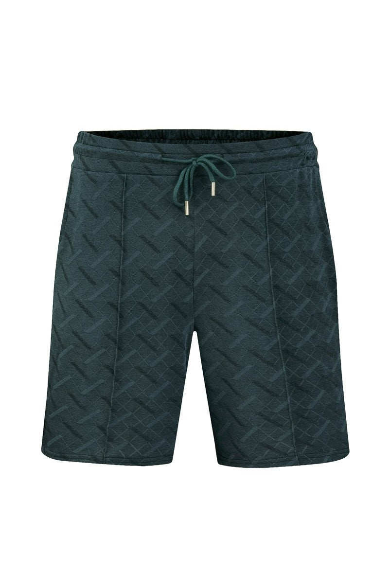 Poloshortset met geometrisch patroon