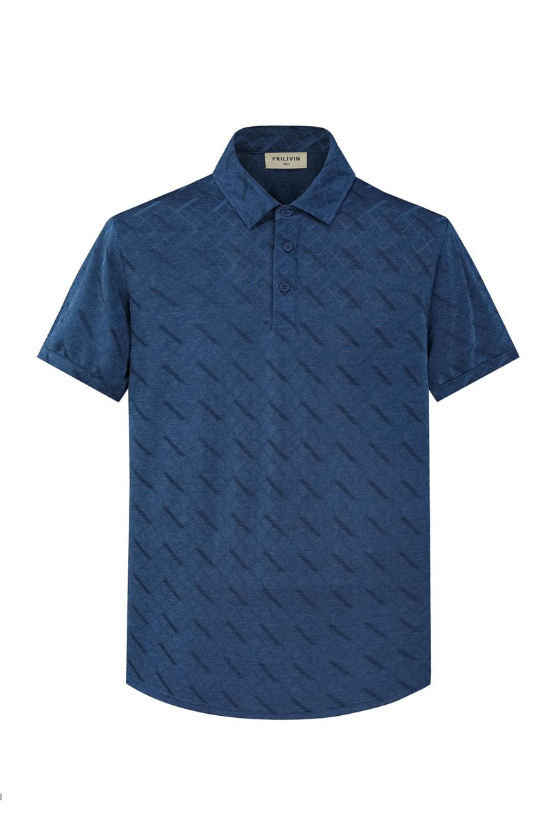 Poloshortset met geometrisch patroon