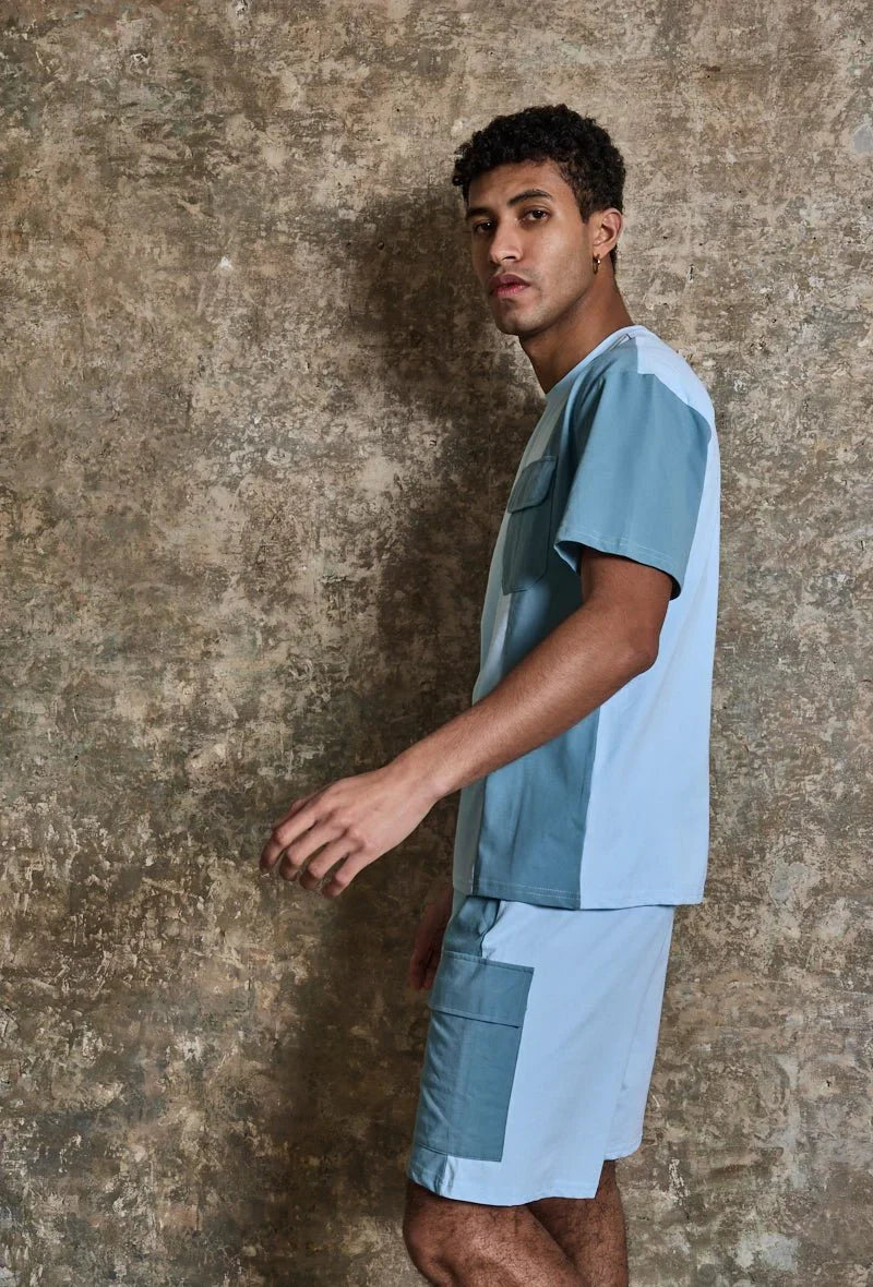 Set van tweekleurige T-shirt shorts