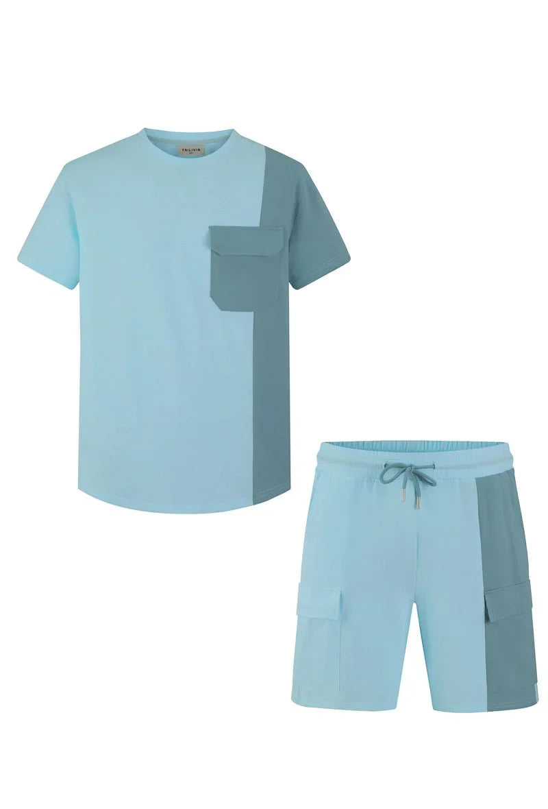 Set van tweekleurige T-shirt shorts