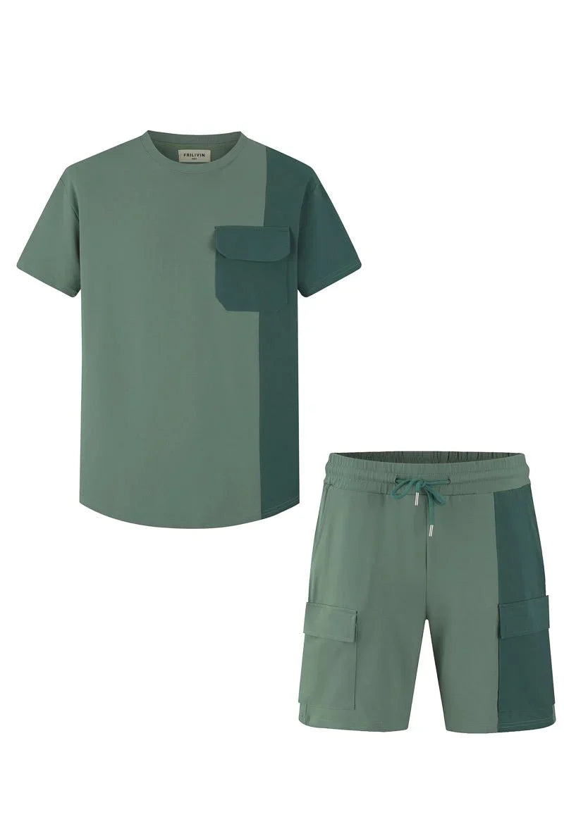 Set van tweekleurige T-shirt shorts