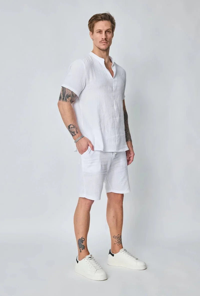 Set van effen katoenen T-shirt en korte broek