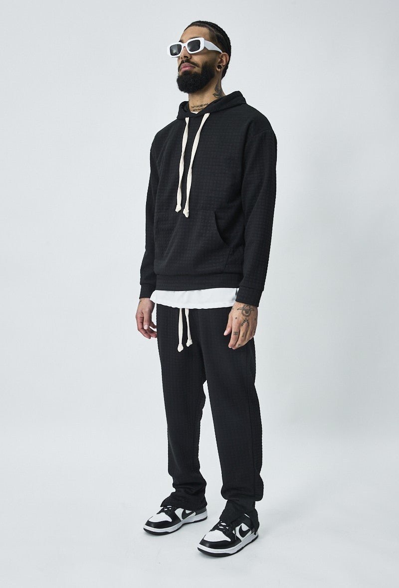 Trendy gewatteerde geruite sweatshirt joggingset