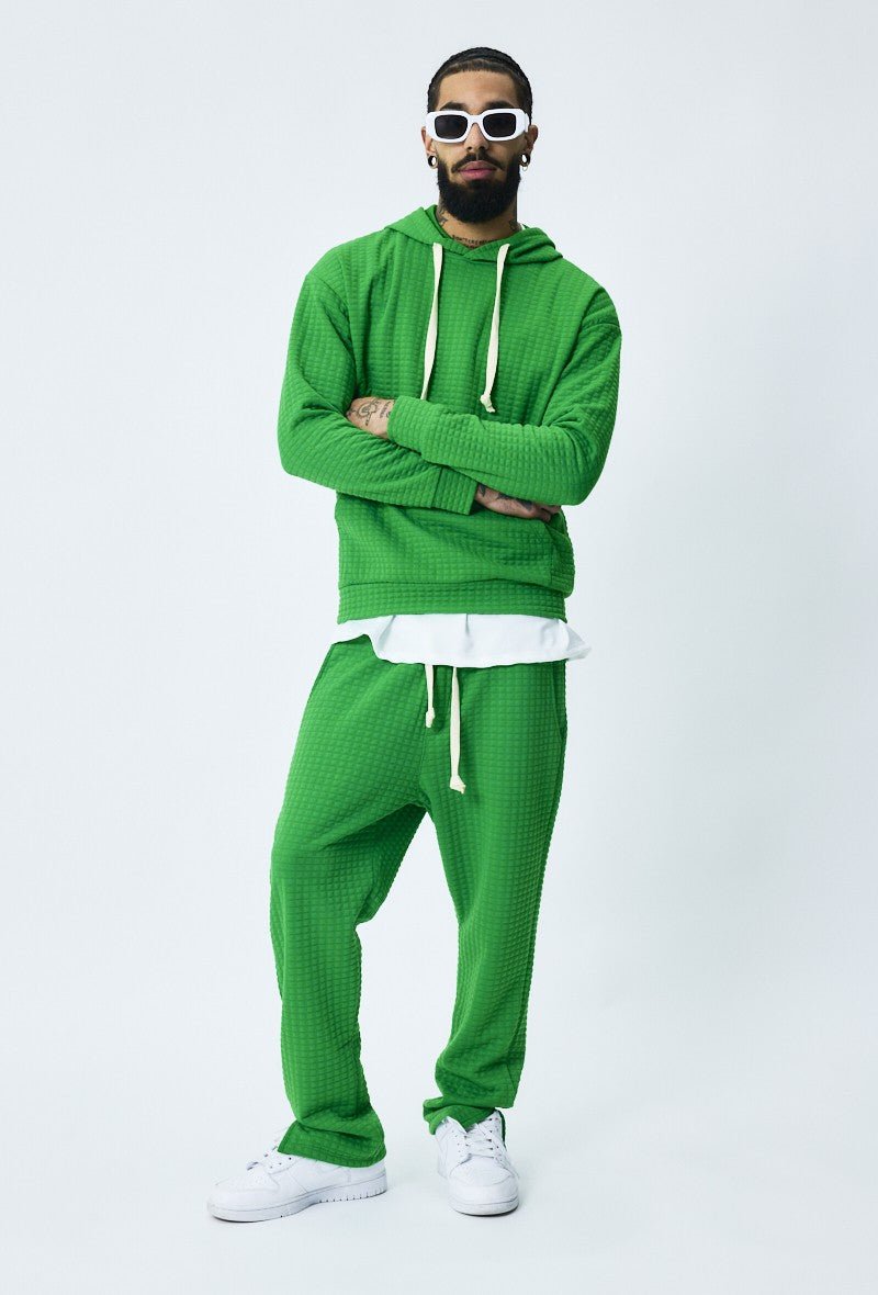 Ensemble tendance sweat jogging à carreaux matelassés - Frilivin