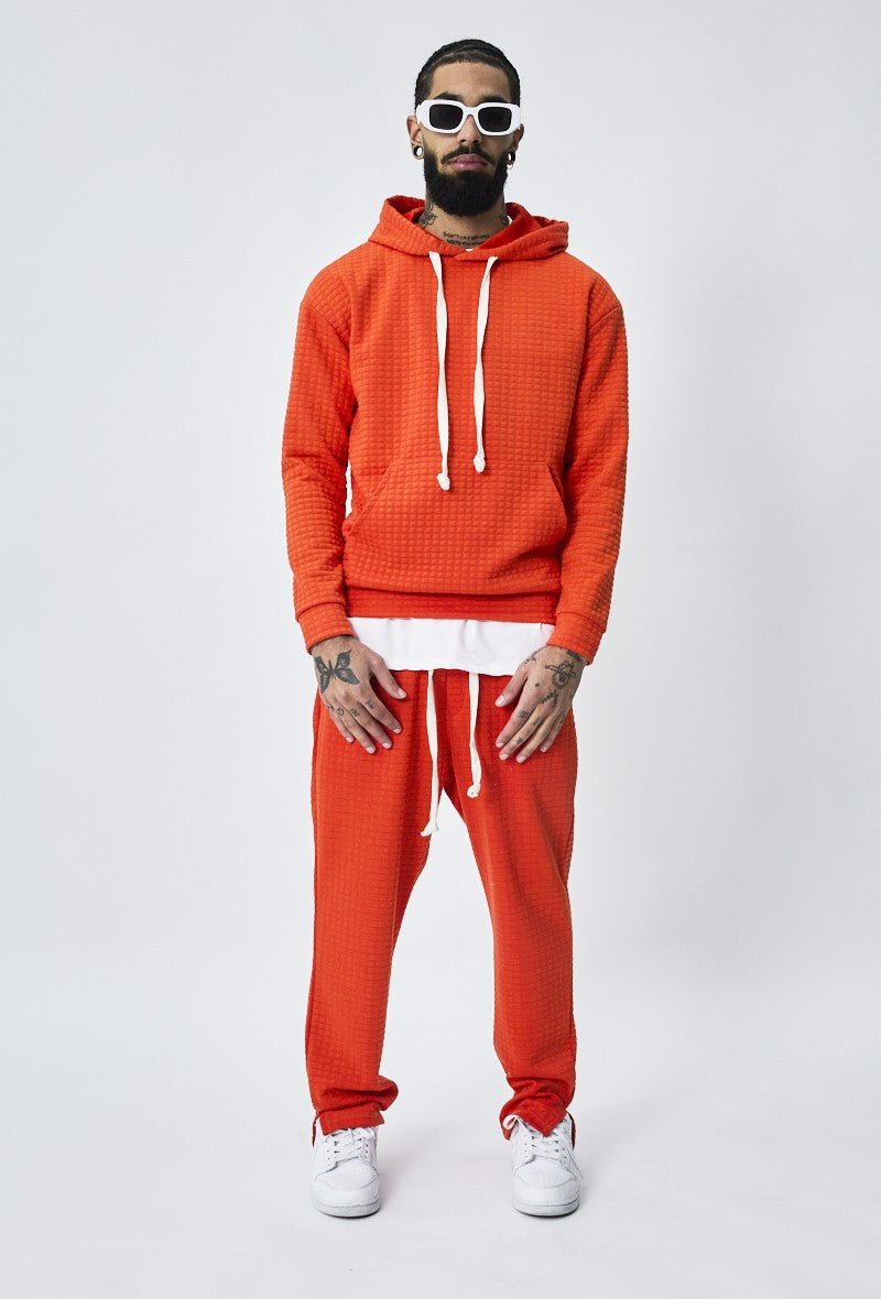 Ensemble tendance sweat jogging à carreaux matelassés - Frilivin