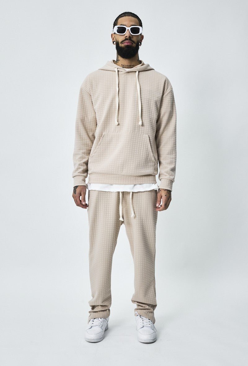 Ensemble tendance sweat jogging à carreaux matelassés - Frilivin