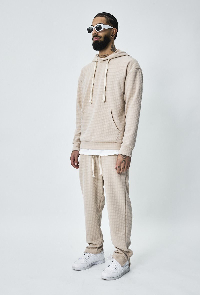 Trendy gewatteerde geruite sweatshirt joggingset