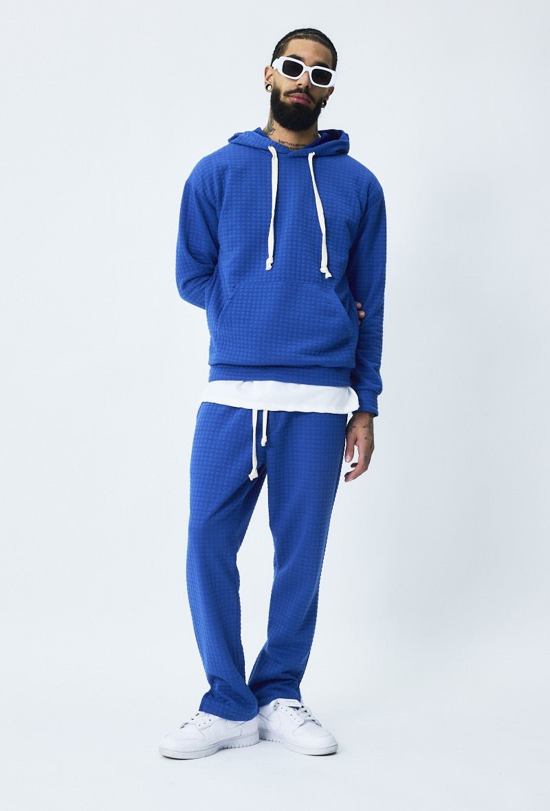 Ensemble tendance sweat jogging à carreaux matelassés - Frilivin