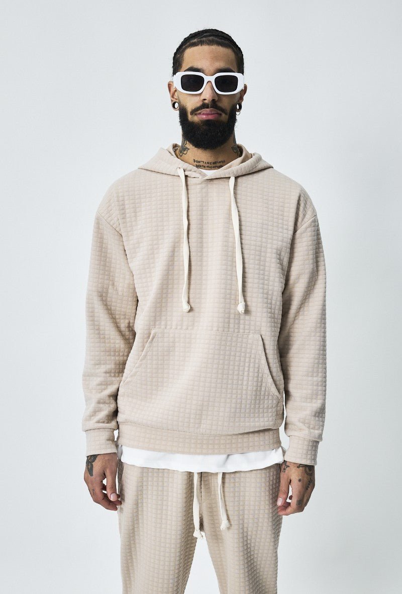 Trendy gewatteerde geruite sweatshirt joggingset