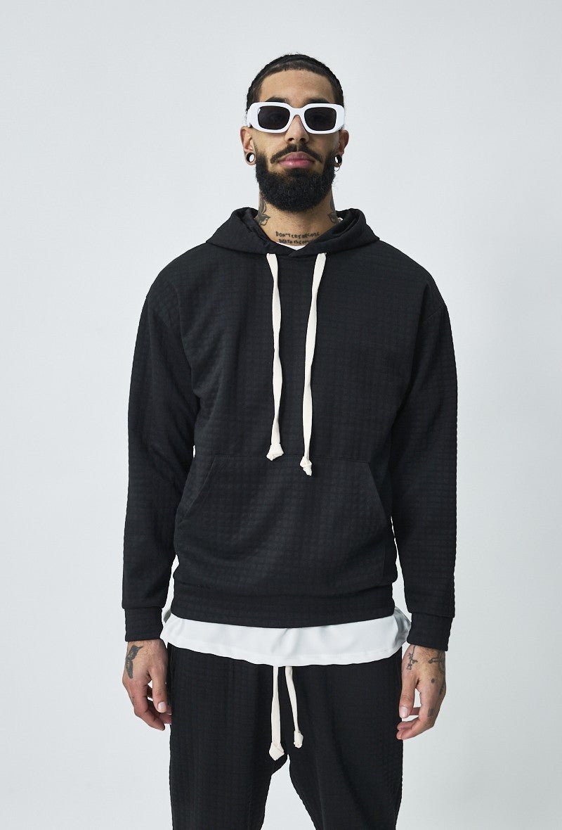 Trendy gewatteerde geruite sweatshirt joggingset