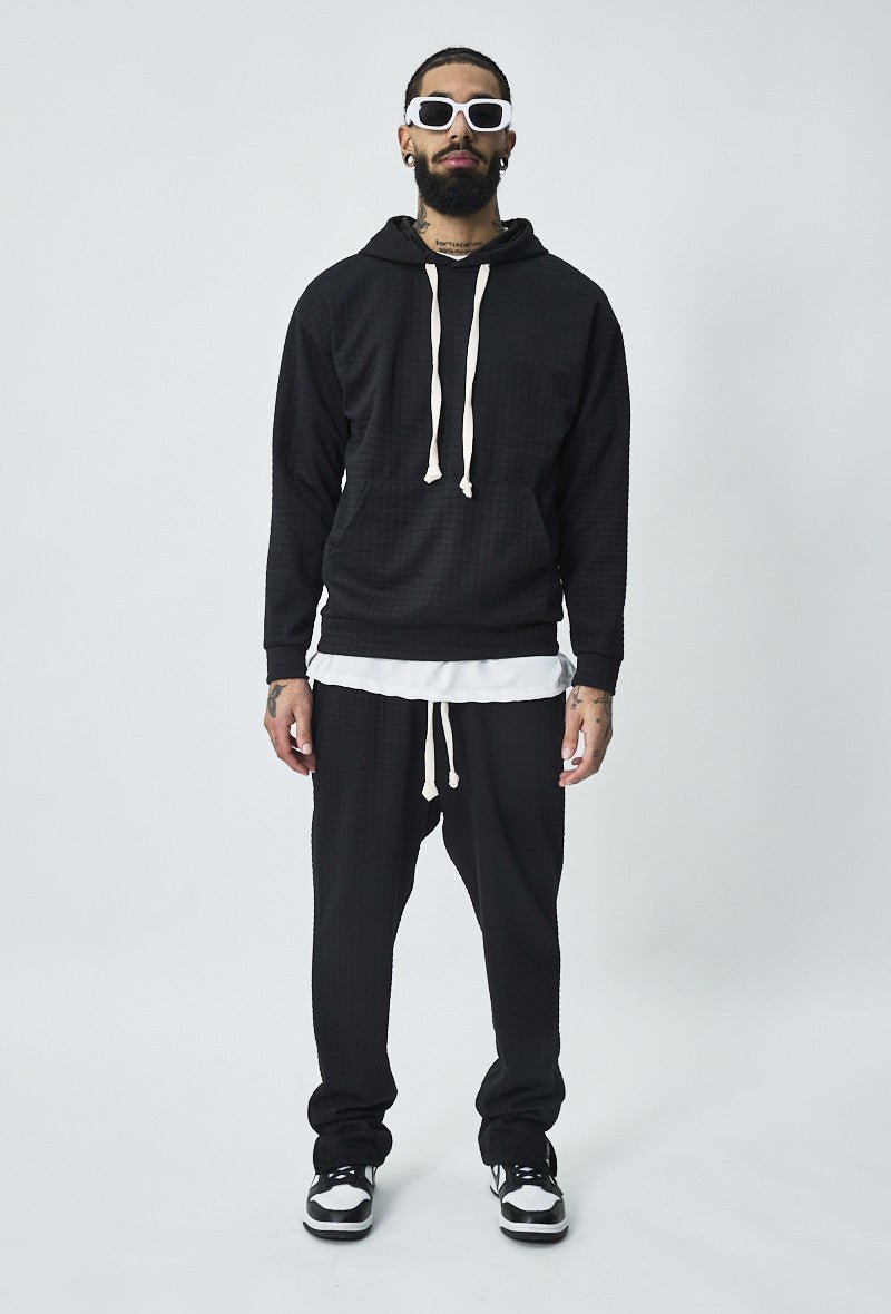 Ensemble tendance sweat jogging à carreaux matelassés - Frilivin