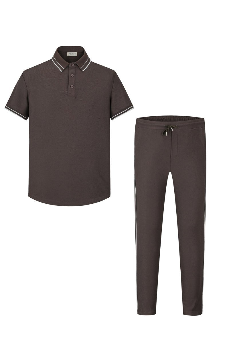 Ensemble uni polo manches courtes pantalon - Frilivin